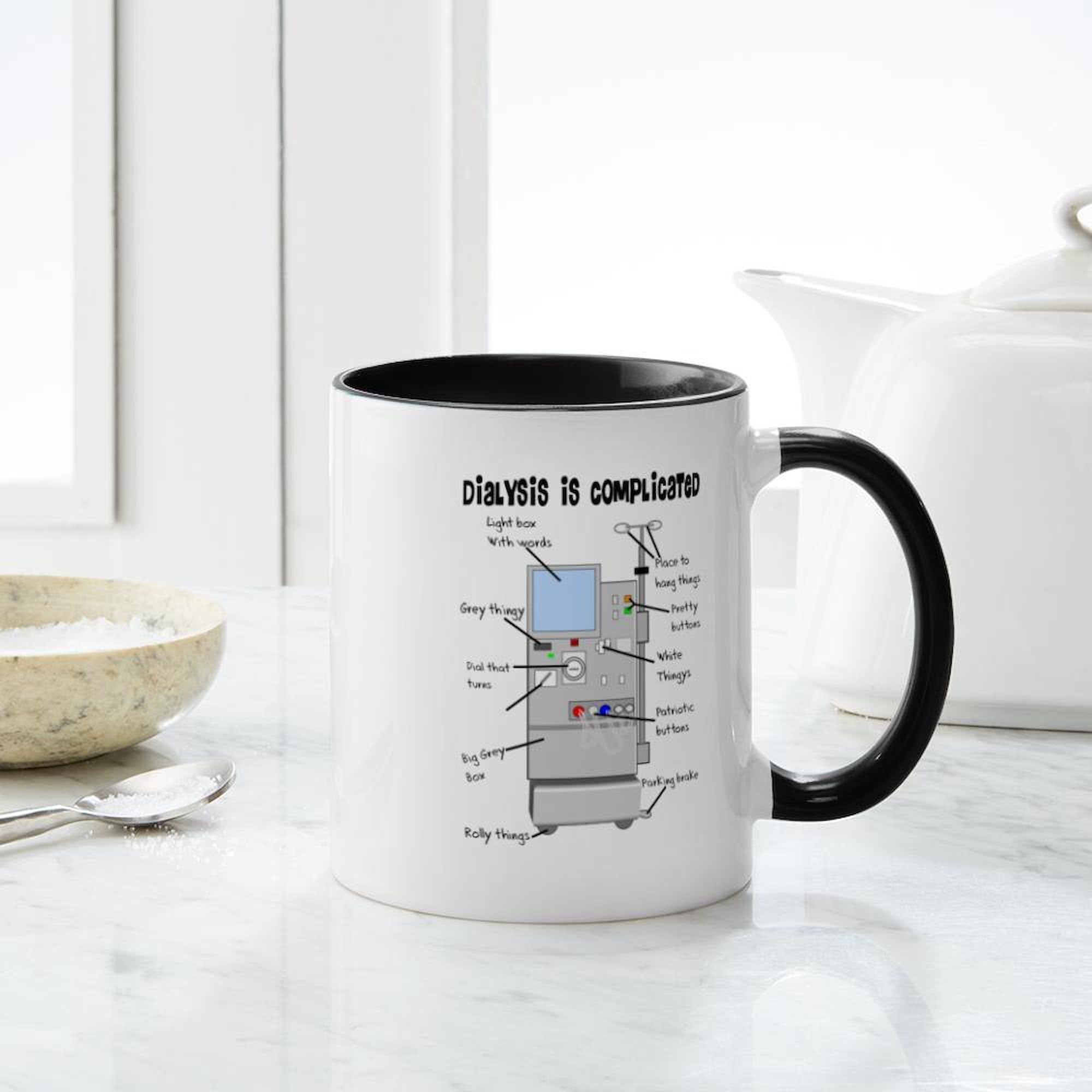 Dialysis Themed 11 oz (325 ml) Ceramic Coffee Mug - Perfect for Nurses, Patients & Medical Professionals - Great Gift for Healthcare Workers & Dialysis Awareness