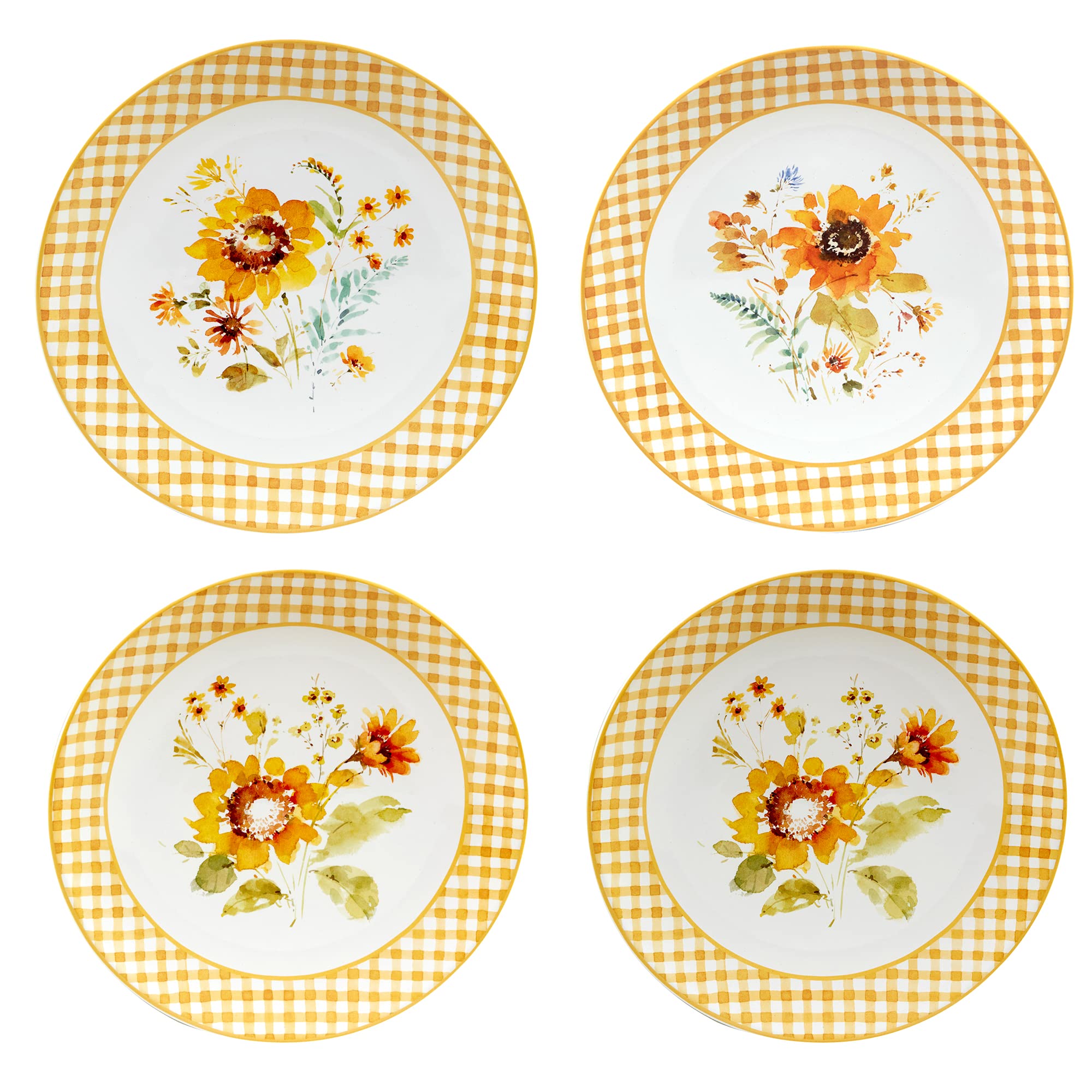 Certified International Sunflowers Forever 11-Inch Dinner Plates - Colorful Floral Design - Set of 4 Large Plates for Dining, Entertaining & Home Decor - Perfect for Dinner Parties, Weddings & Everyday Use
