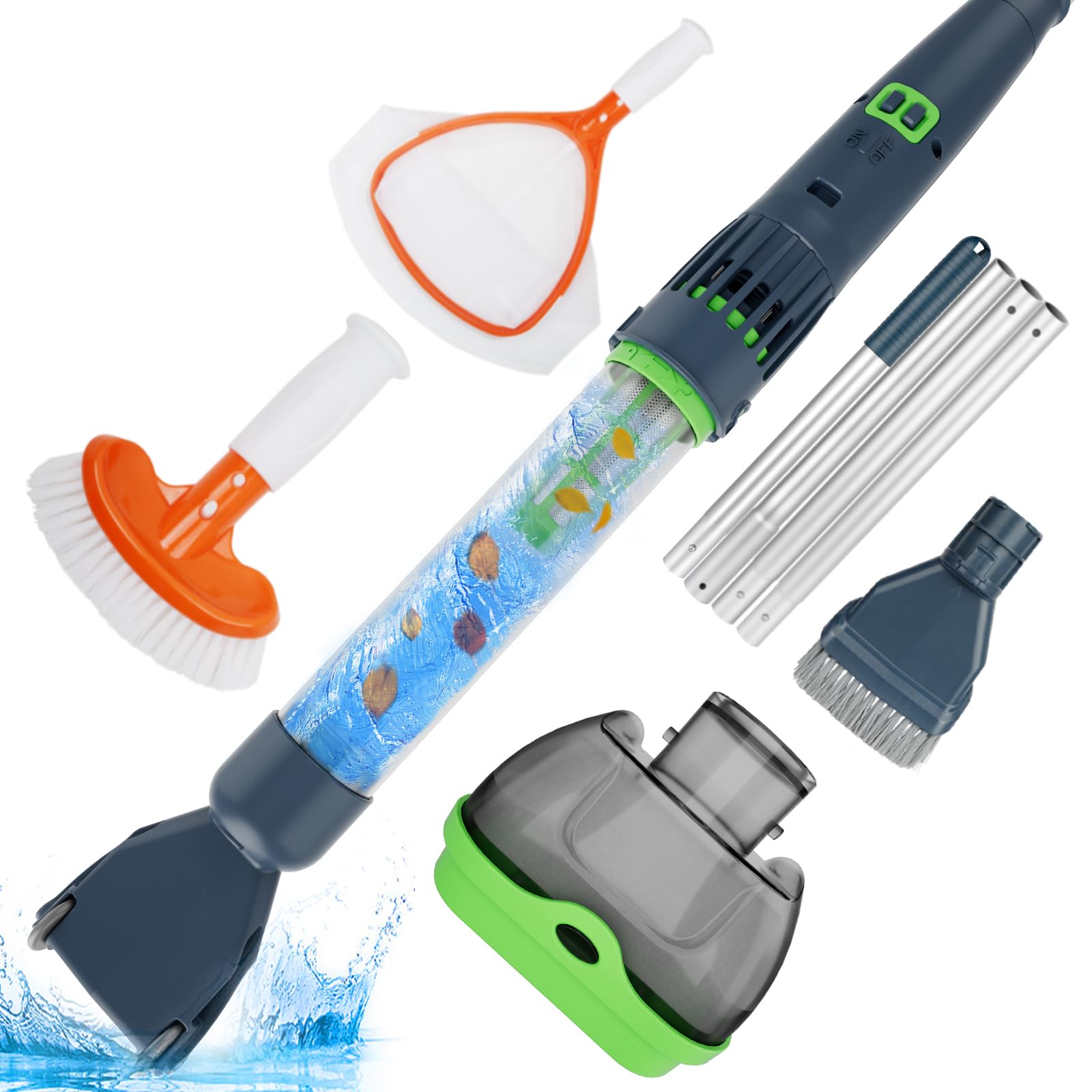 All-in-One Rechargeable Pool & Spa Vacuum Cleaner - 90 Min Runtime for Hot Tubs, Above Ground & Inground Pools | Magnetic Drive Technology with Skimmer Net, Brush & Fine Mesh Filter | Ideal for Quick Cleaning, Oil Absorption & Spa Maintenance