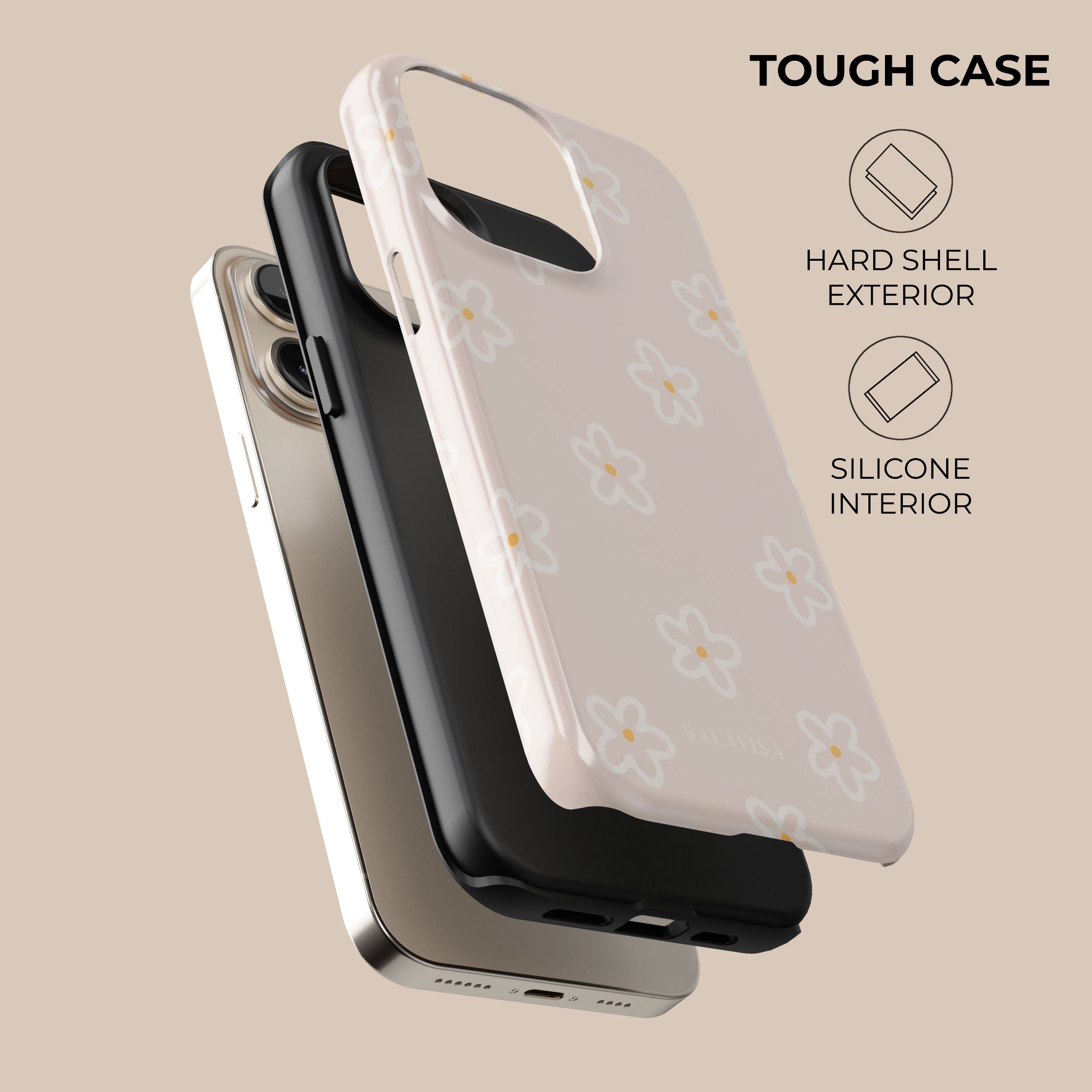 Floral Charm Phone Case for iPhone 15/14/13/12 Pro Max - Cute Flower Design Protective Cover with Slim Fit & Shock Absorption - Perfect for Women, Girls, Spring & Summer Fashion Accessories