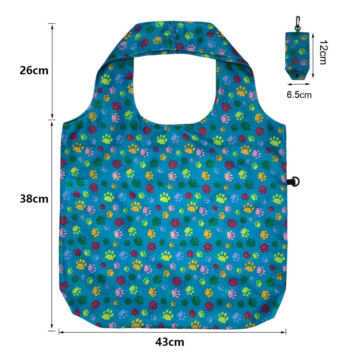 HOLYLUCK Heavy Duty Reusable Grocery Bags - Foldable Shopping Tote with Dog Paw Prints (3 Pack, Green) - Eco-Friendly Grocery Shopping & Pet Store Essentials