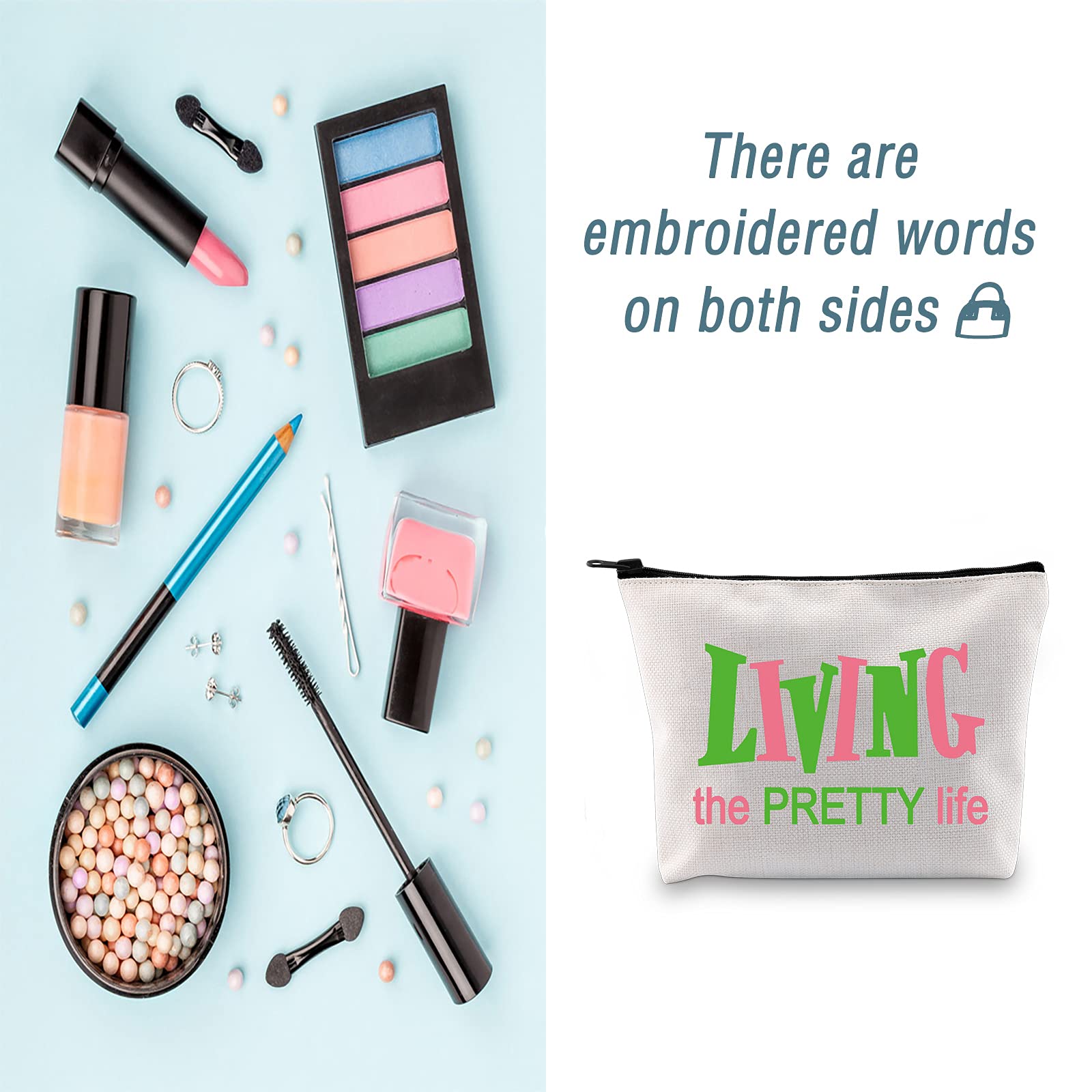 LEVLO Sorority Bags - Stylish Makeup Bags for Women & Girls | Perfect Gift for College Students, Bridesmaids & Sorority Sisters | Great for Travel, Cosmetics & Everyday Use