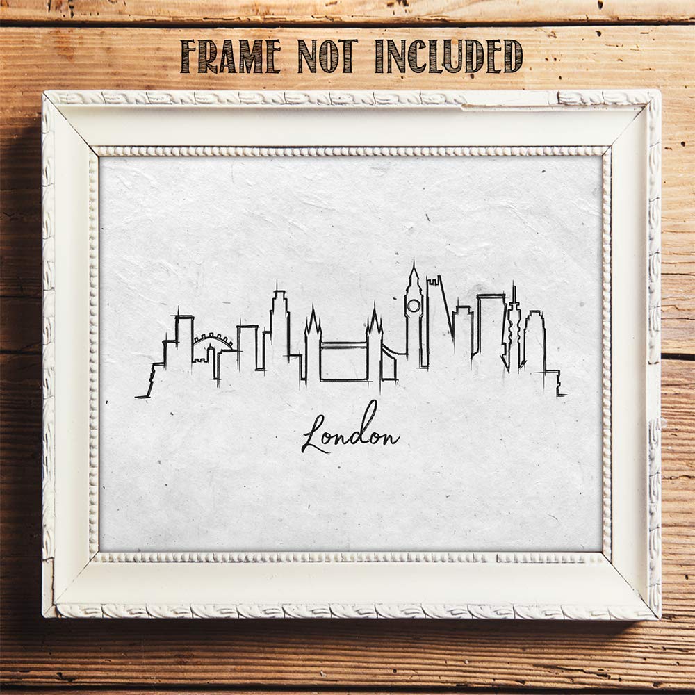 London Skyline Wall Art Print - 11x14 Unframed Black & White Line Drawing - Perfect Home & Office Decor - Unique Gift for Friends, Family, Travel Lovers & Cityscape Enthusiasts
