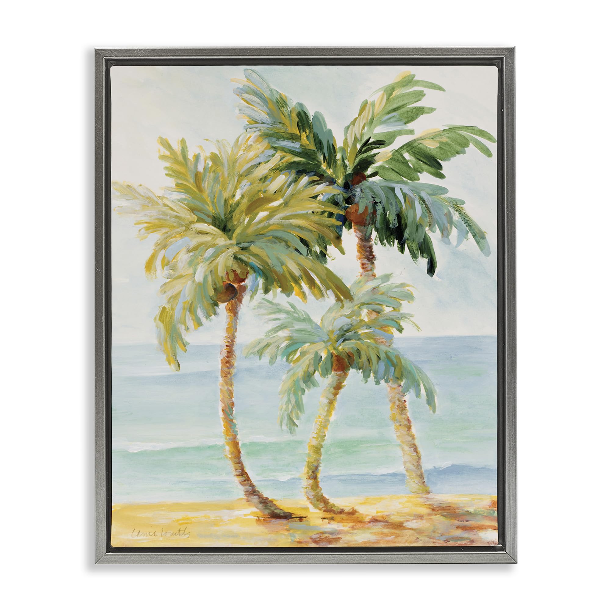 Stupell Industries Tropical Palm Trees on Coastal Beach Sand Wall Art - Designed by Lanie Loreth - Perfect for Beach House Decor, Living Room, Bedroom & Bathroom