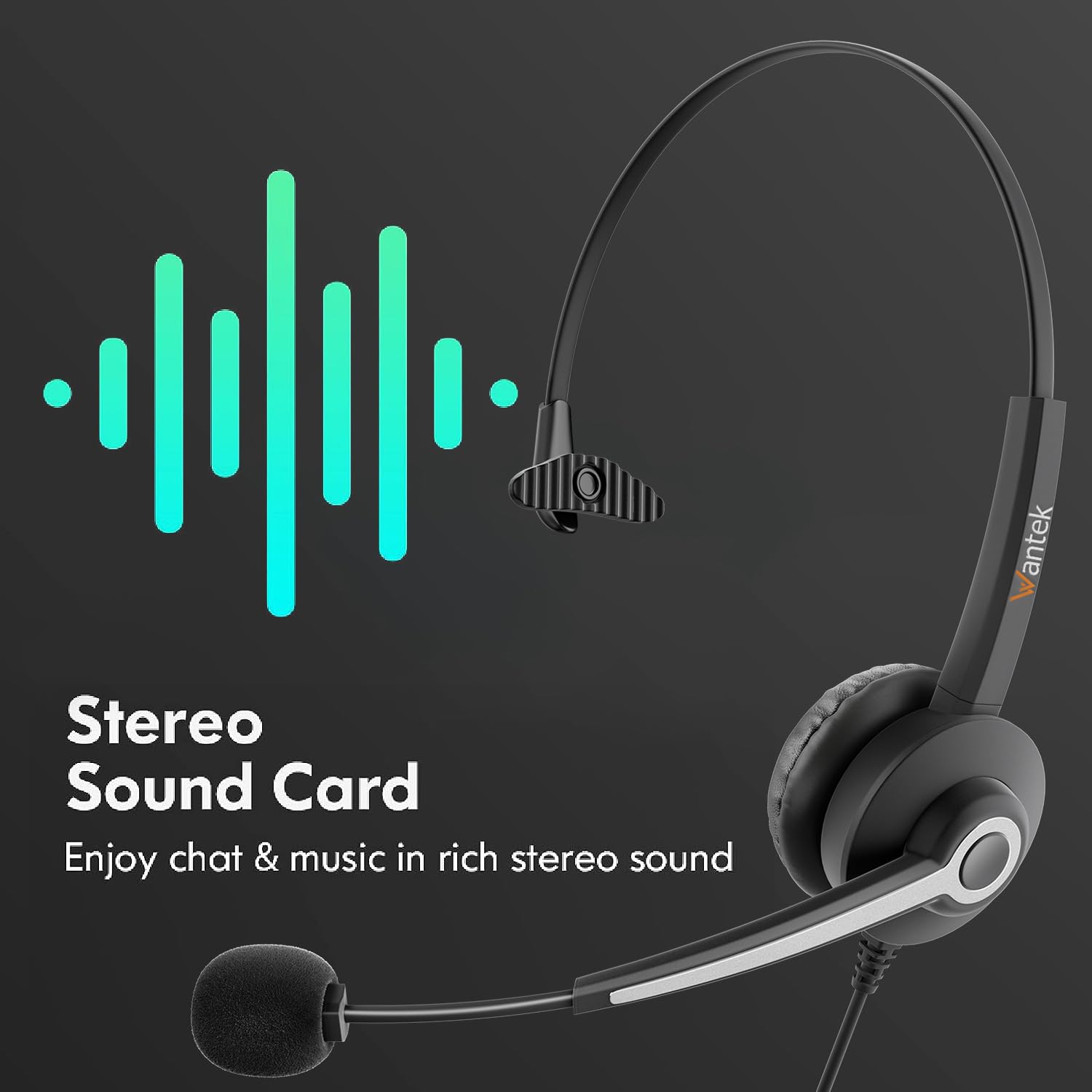 Wantek Wired Gaming Headset with Noise-Cancelling Microphone - 3.5mm PC Headphones with In-Line Volume Control for Laptop, Computer, Office & Home Use - Perfect for Online Meetings, Gaming & Remote Work