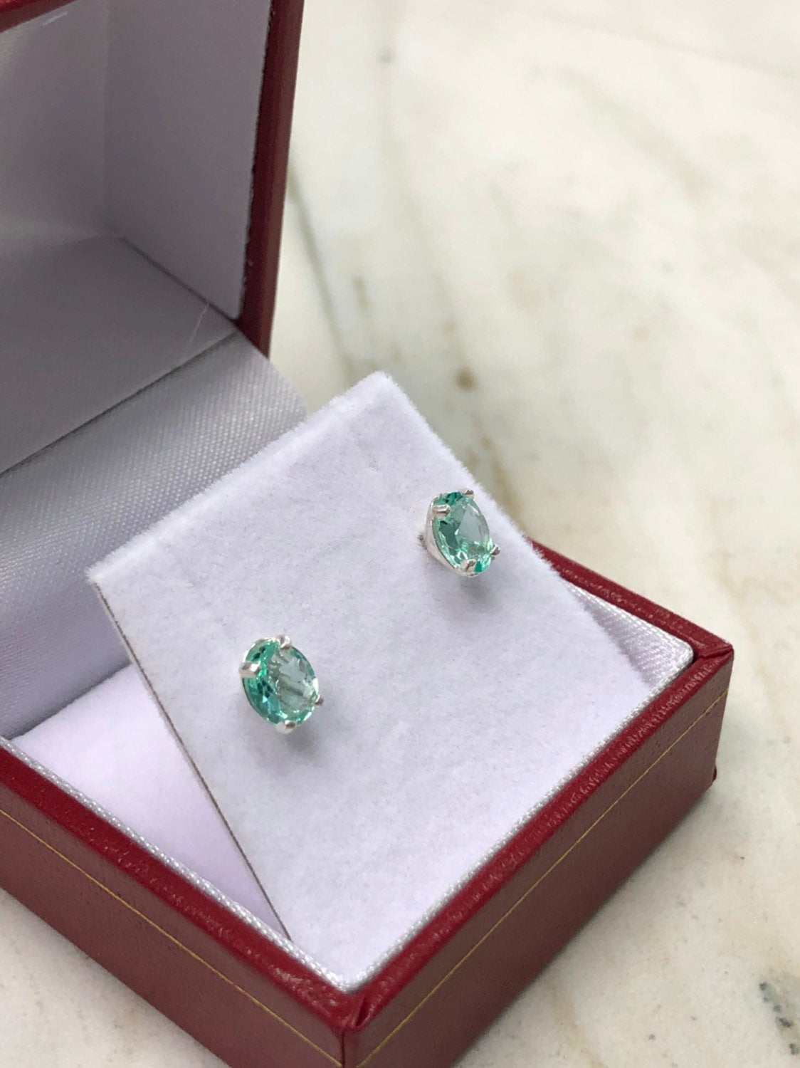 1.0tcw Oval Martini Emerald Stud Earrings in .925 Sterling Silver - Elegant Jewelry for Women, Perfect for Parties, Weddings & Everyday Wear
