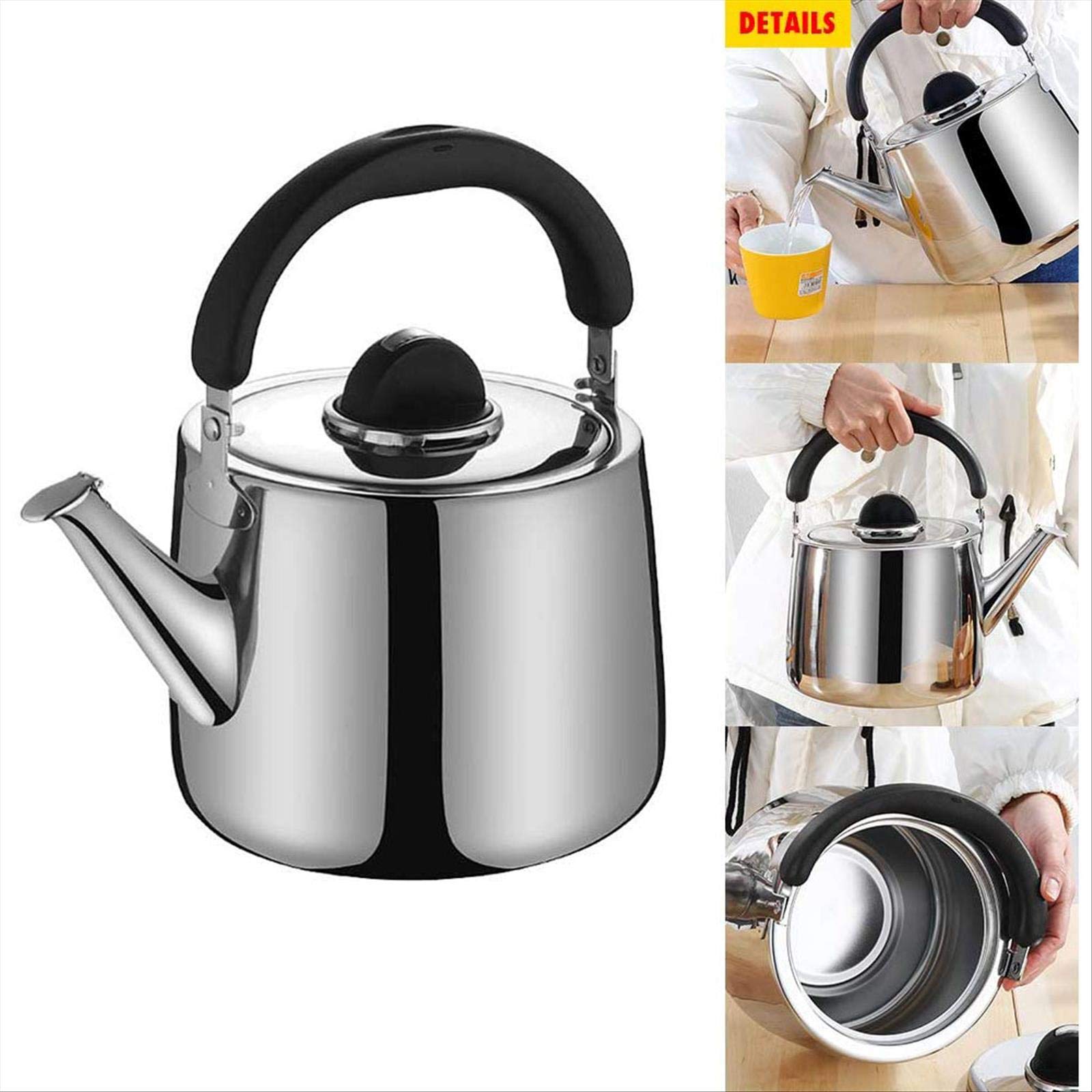 Stainless Steel Portable Induction Kettle for Tea, Coffee & Juice - Works on Induction Cooktops, Gas Stoves & Camping - Perfect for Home, Office & Outdoor Adventures