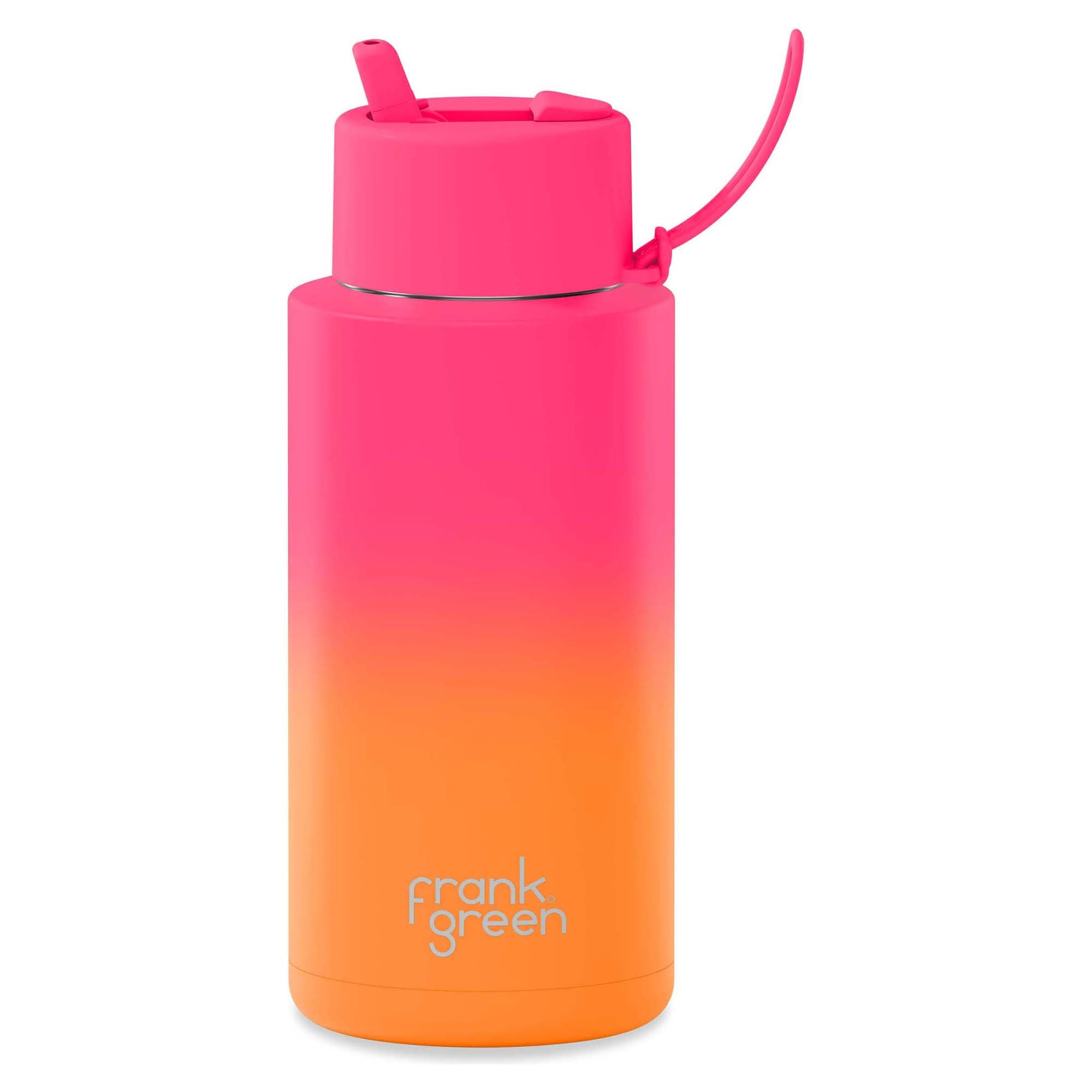 1L Stainless Steel Ceramic Reusable Water Bottle with Flip Straw Lid - Eco-Friendly Leakproof Travel Mug for Gym, Office & Outdoor Activities