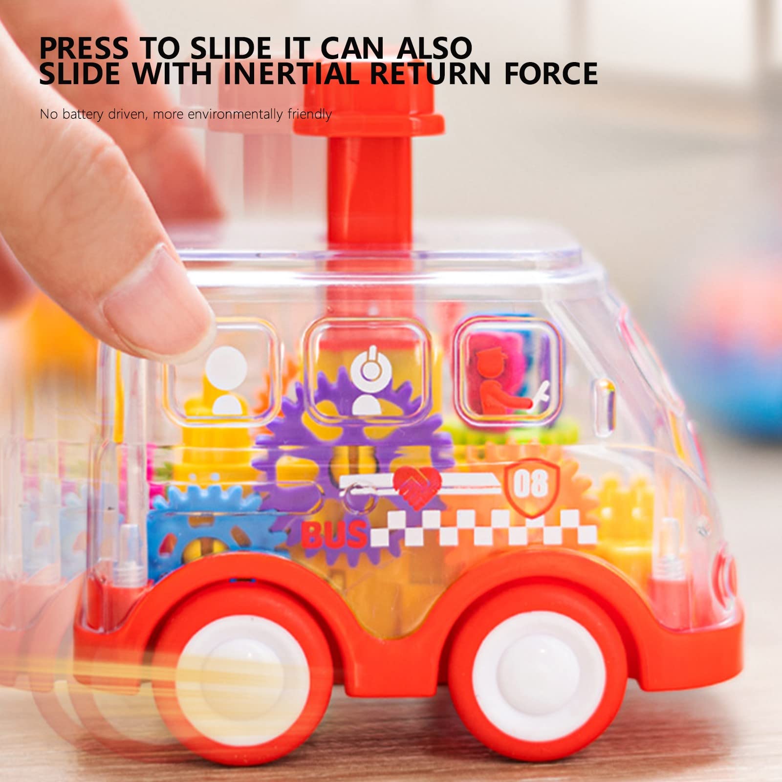 Transparent Press & Go Toy Car for Toddlers 1-3 Years - Birthday Gift for Boys & Girls - Playtime Fun
