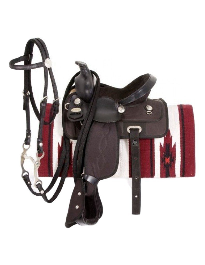 Premium King Basic Synthetic Trail Saddle Package - Lightweight & Durable All-Weather Riding Saddle for Western Trail Riding, Horseback Adventures & Equestrian Training
