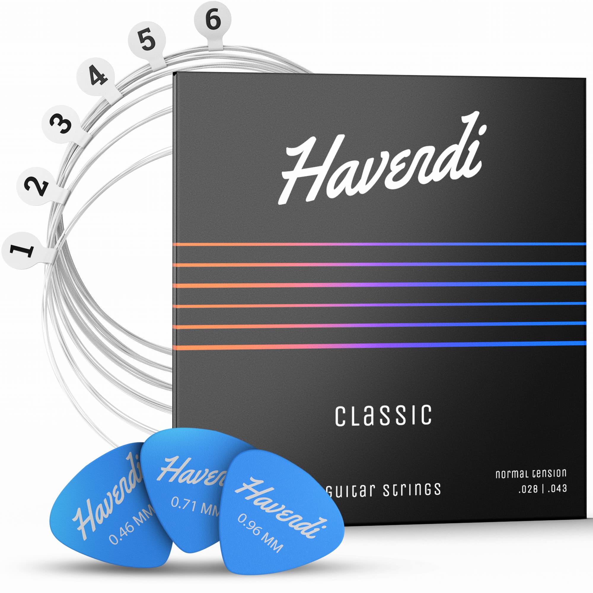 HAVENDI® Premium Nylon Classical Guitar Strings with Silver Coating - 6 String Set Includes 3 Picks for Warm, Brilliant Sound | Perfect for Beginners, Professionals & Live Performances