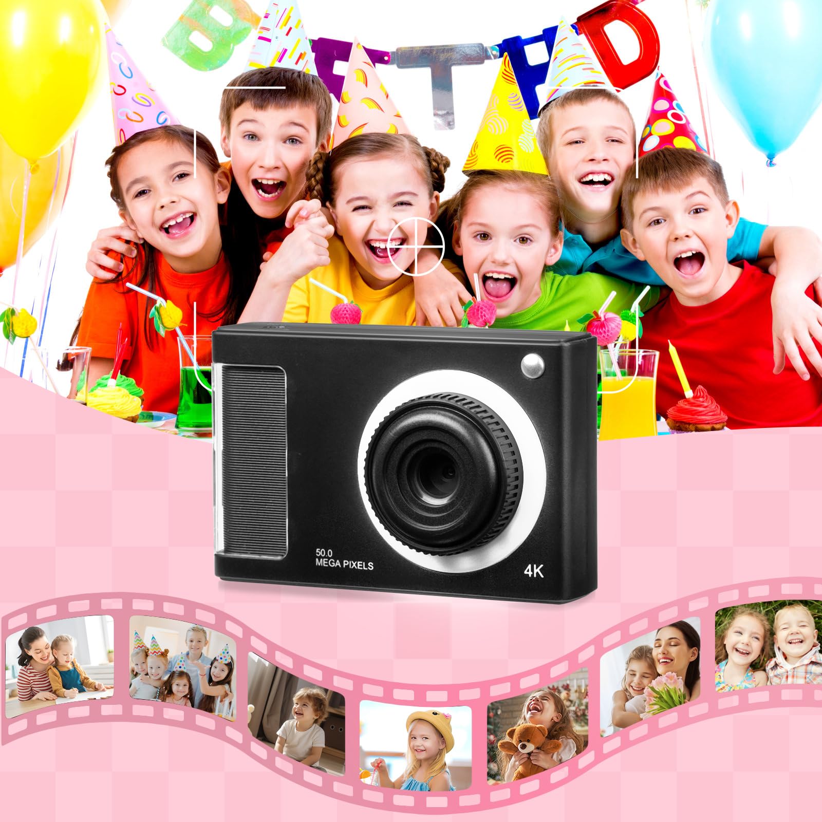 **48MP 8X Zoom Digital Camera for Kids - FHD 1080P Anti-Shake Compact Travel Camera with 32GB Card, Front Camera & Lanyard - Perfect Gift for Teens & Kids, Ideal for Travel, Parties & Everyday Photography**