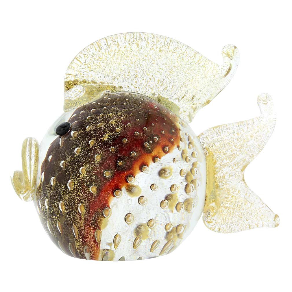 Authentic Murano Glass Bullicante Fish Sculpture - Handcrafted Red Venetian Art for Home Decor & Gift Ideas | Perfect for Living Room, Office, or Collection Display