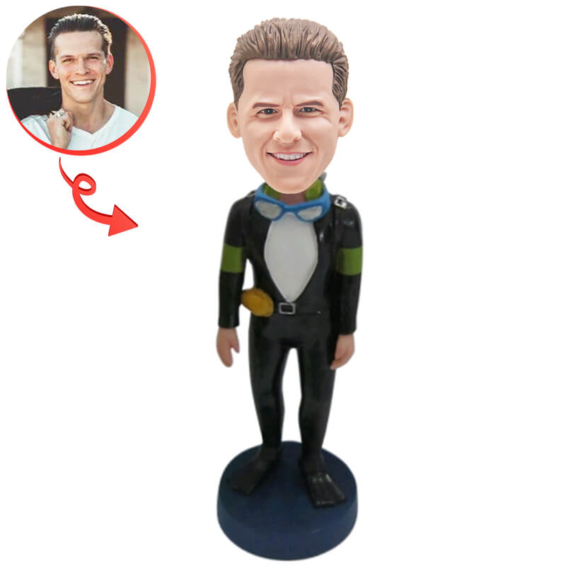 Custom Male Diver Bobblehead - Personalized Scuba Diver Figurine - Perfect for Office Desk Decor, Birthday Gifts & Diving Enthusiasts