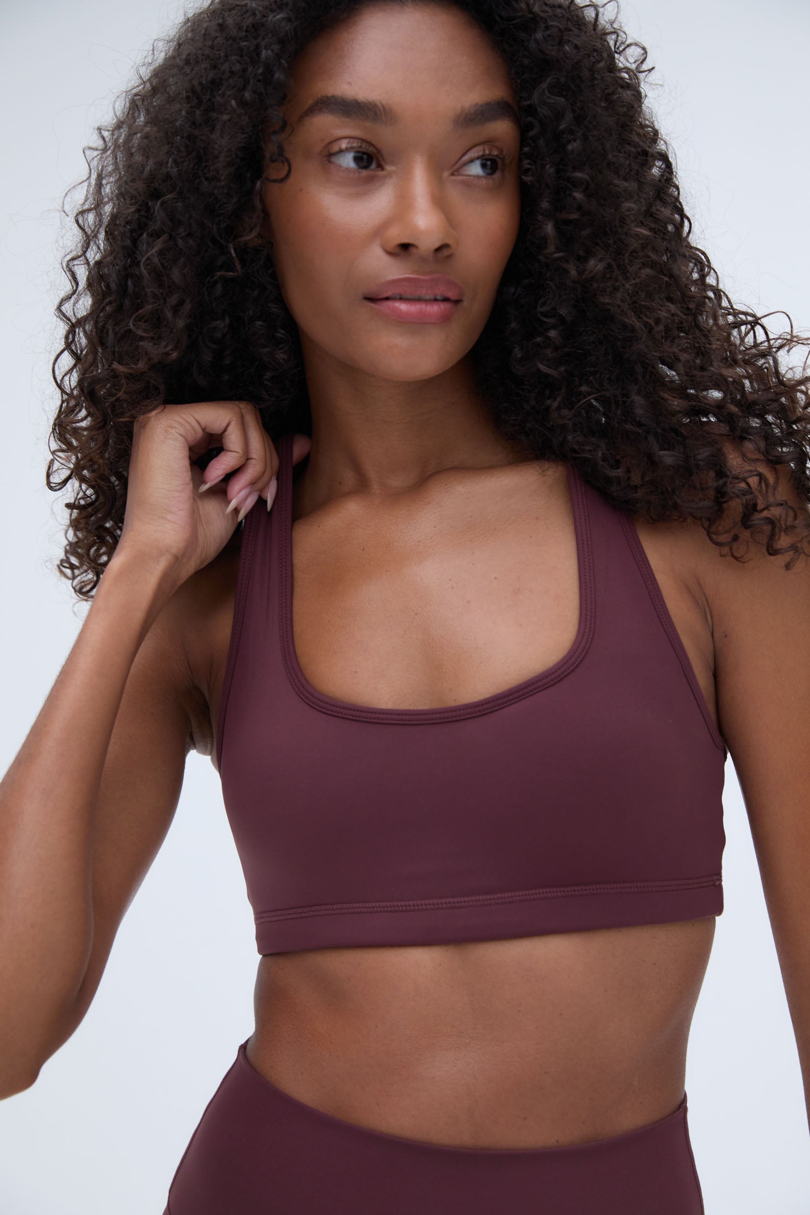 Ultimate Scoop Neck Racerback Sports Bra - Burgundy Red for Yoga, Running & Gym Workouts