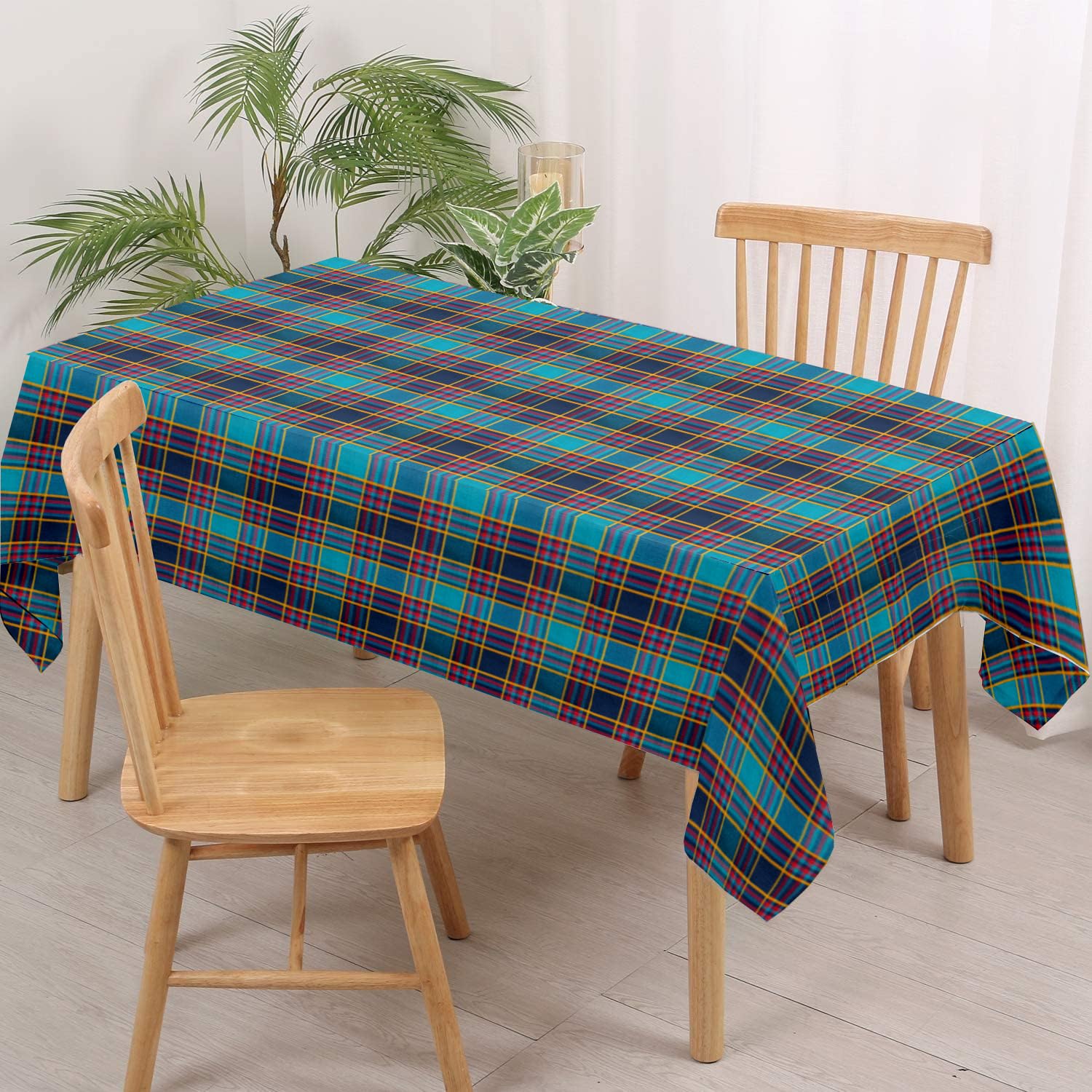 Lushomes Green Checkered Cotton Tablecloth - 36x60 Inch (3x5 FT) Center Table Cover with 1cm Hem - Perfect for Dining Tables, Study Desks & Coffee Tables - Washable & Durable Home Decor (Pack of 1)