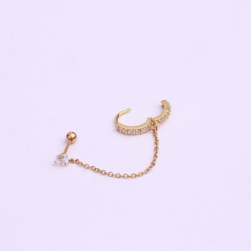 20G Connected Second Hole Chain Hoop Earrings for Women - Trendy Double Piercing Jewelry | Perfect for Layering & Everyday Wear | HSPJ275