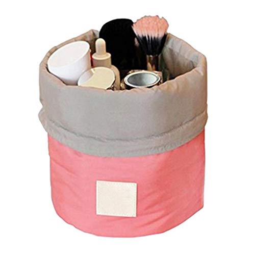 GLOA Watermelon Red Travel Makeup Bag - Barrel Shaped Cosmetic Organizer, Toiletry Pouch for Women | Perfect for Vacation, Gym, Business Trips & Daily Use