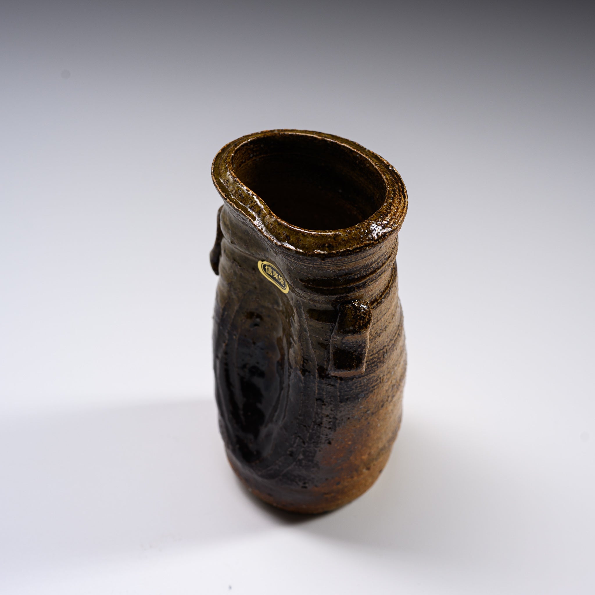 Handmade Shigaraki Ware Pottery Vase - Traditional Japanese Ceramic Virdro Ear Vase for Home Decor, Zen Garden & Flower Arrangement