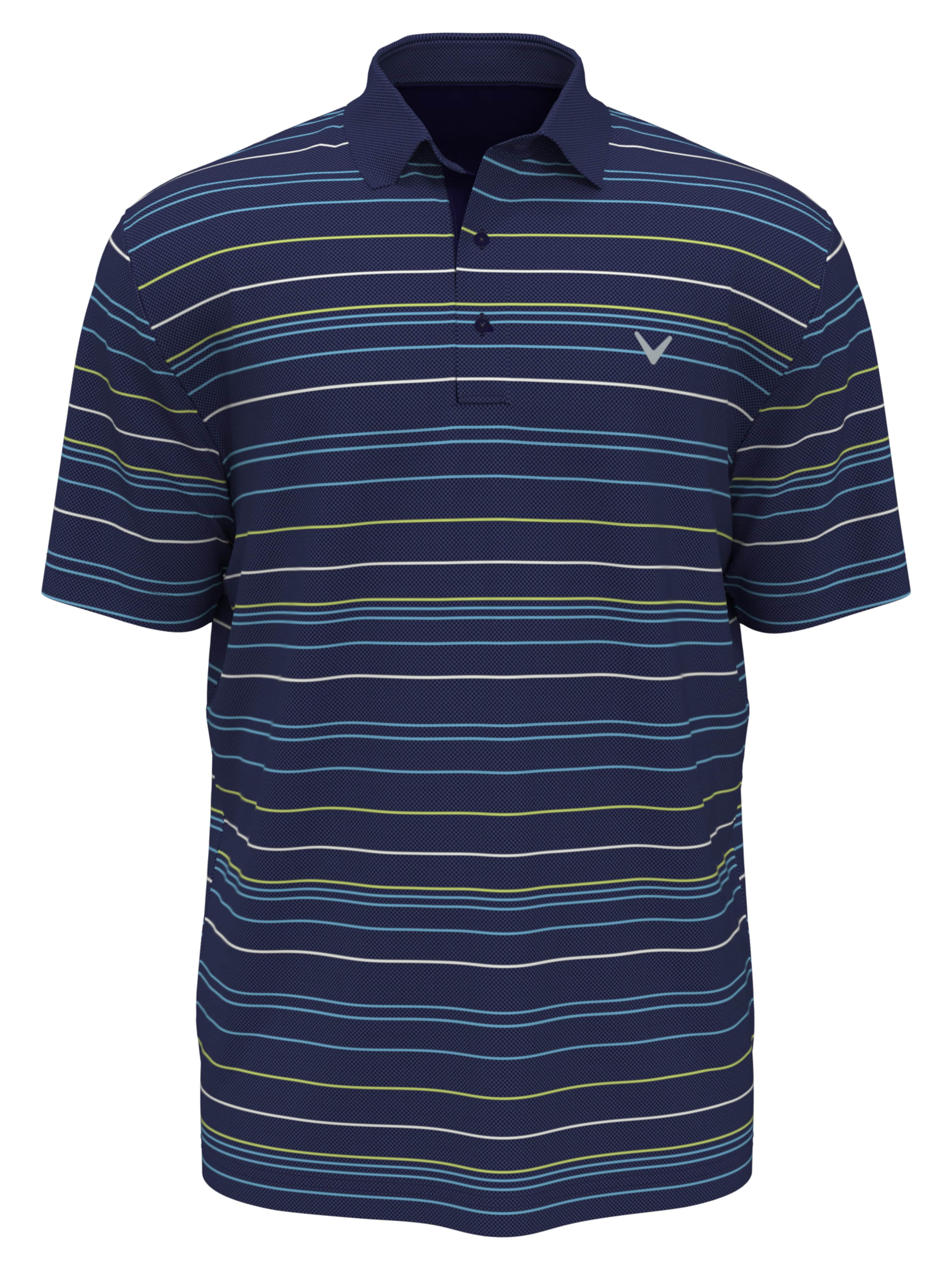 Men's Mosaic Stripe Golf Polo Shirt - Moisture Wicking & UV Protection Performance Tee for Golf, Tennis & Casual Wear