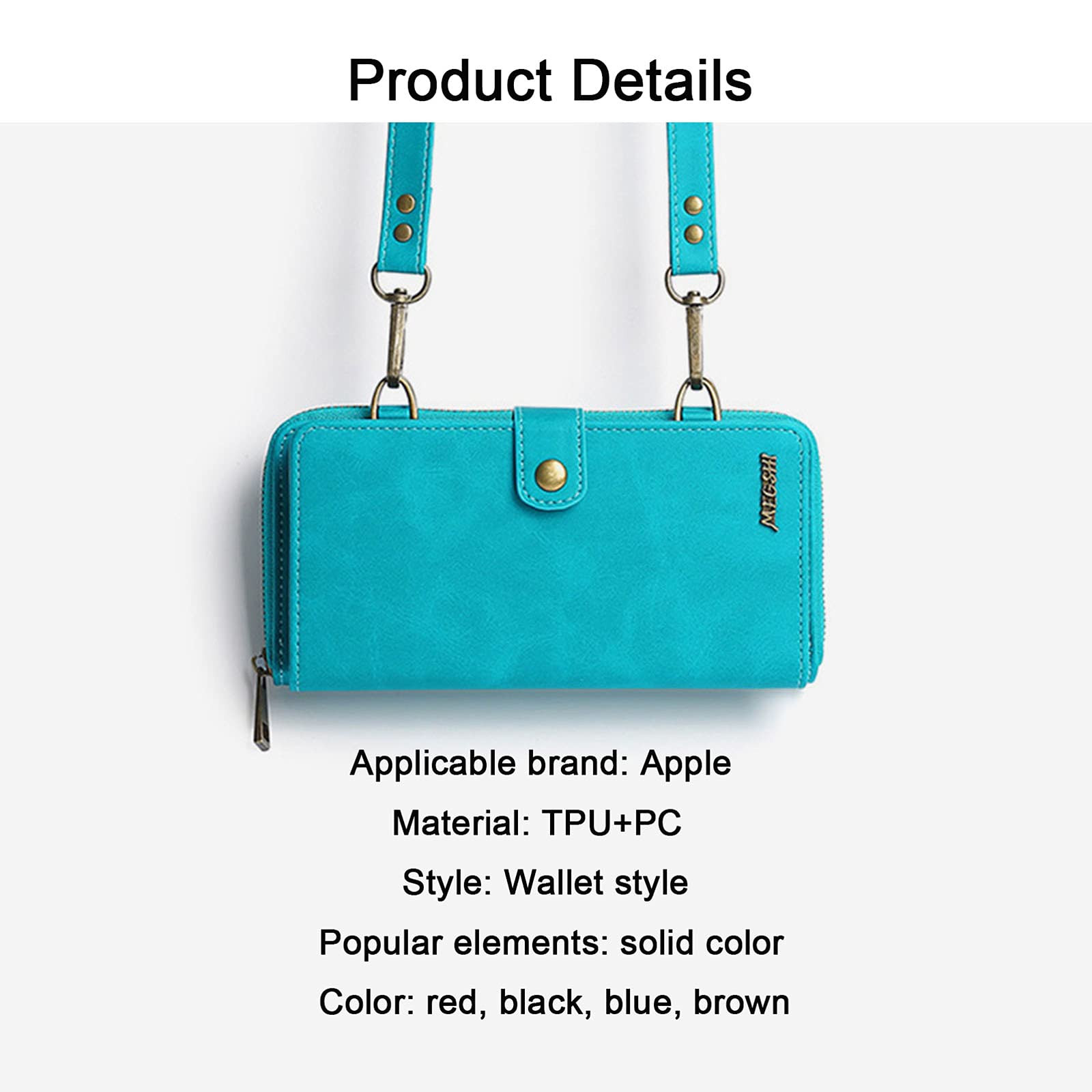 Premium iPhone 12 Wallet Case with Crossbody Chain Strap - 13 Card Slots, 3 Cash Pockets & Secure Zipper Wallet - Multi-Functional Phone Case for Women & Men | Perfect for Travel, Shopping & Everyday Use