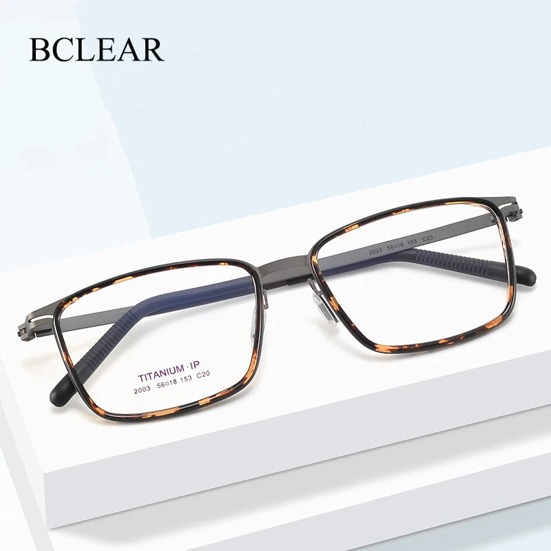 Bclear Unisex Full Rim Square Titanium Acetate Eyeglasses L2003 - Lightweight Durable Frame for Men & Women - Perfect for Reading, Work, and Everyday Wear