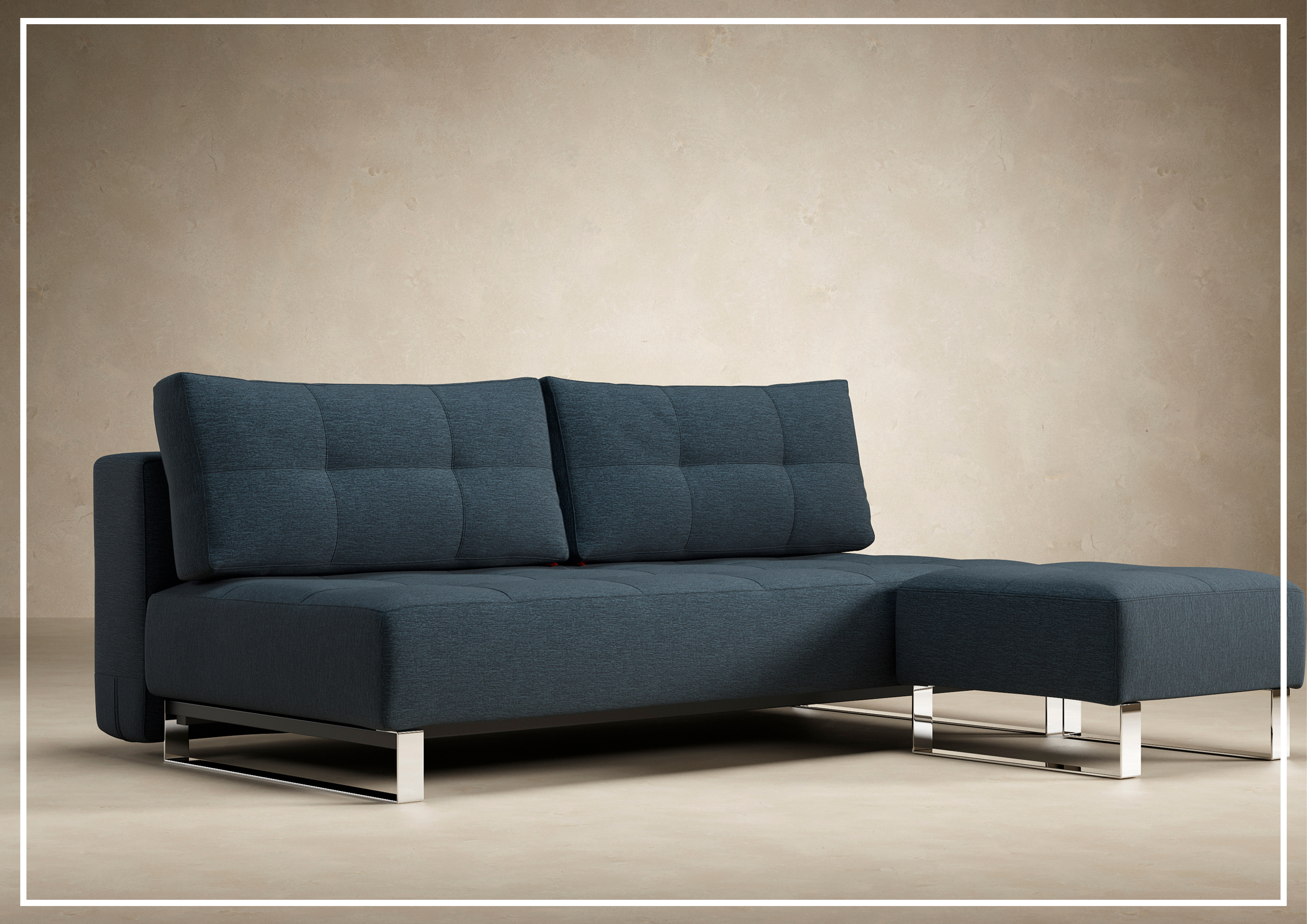 Innovation Living Supremax 2-Seater Fabric Sleeper Sofa with Ottoman - Convertible Sofa Bed for Small Spaces, Guest Room & Apartment Living