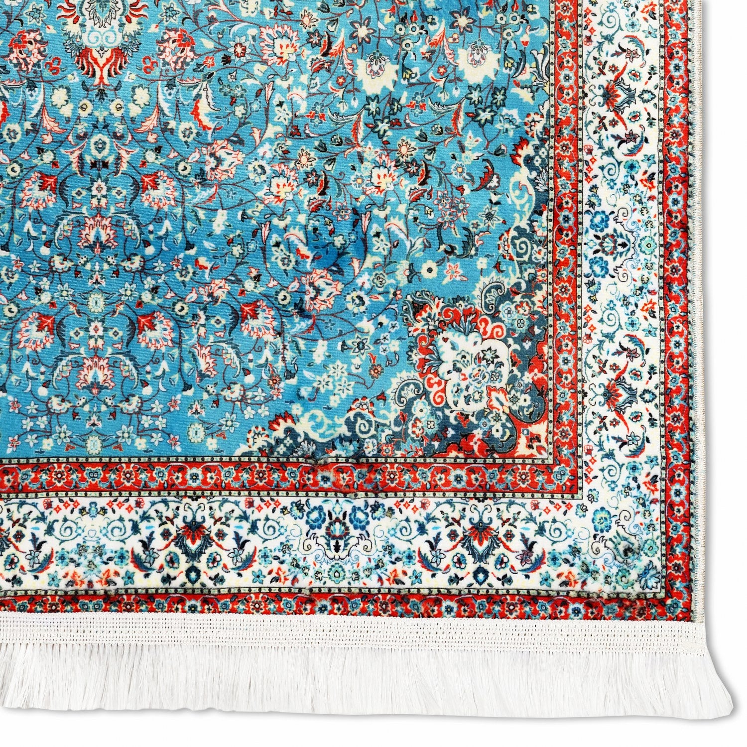 Premium Turquoise & Red Floral Prayer Carpet - Soft Non-Slip Muslim Prayer Mat for Home, Mosque & Travel - Islamic Prayer Rug with Beautiful Traditional Design