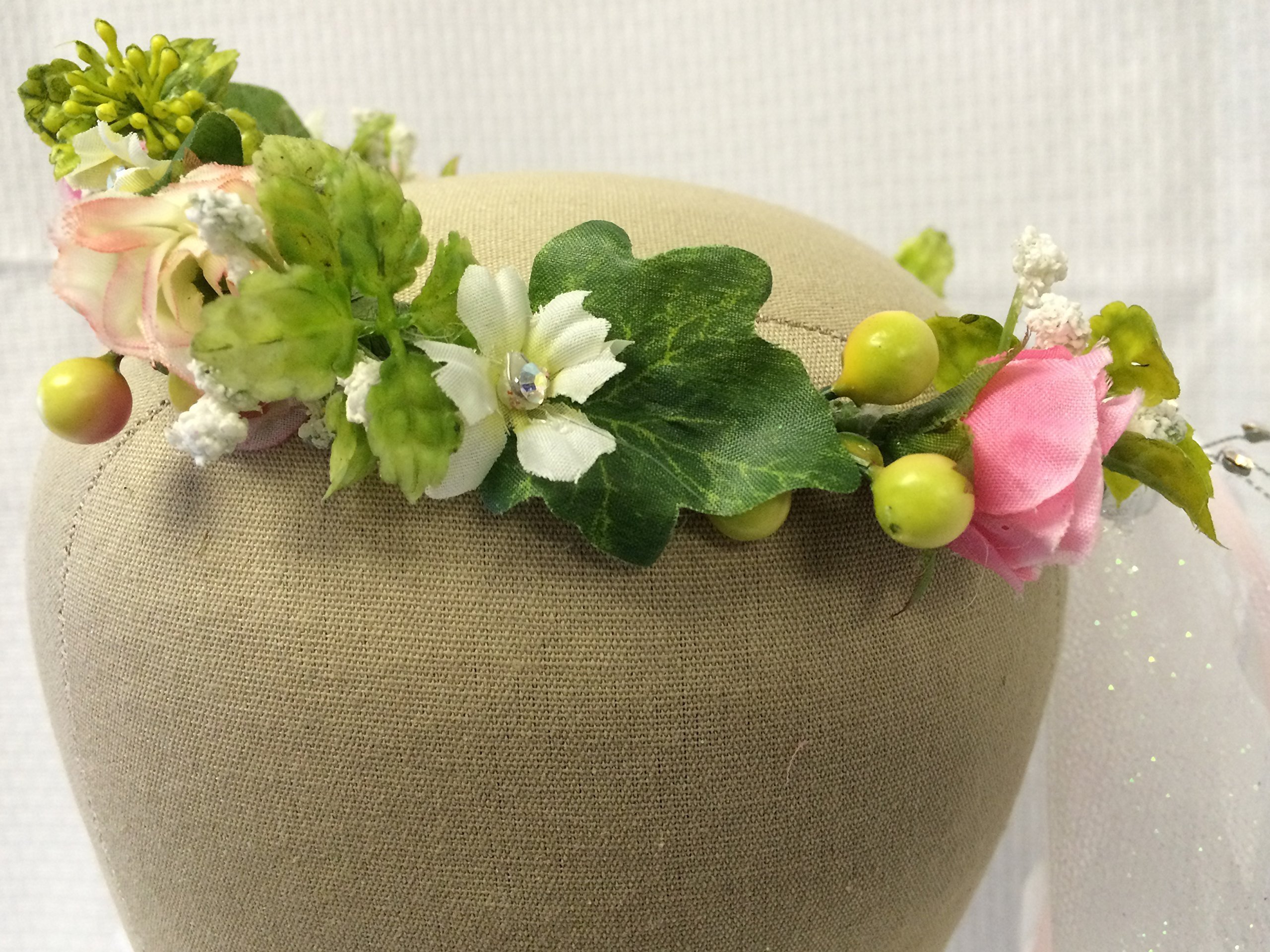Flower Girl Communion Crown - Elegant Floral Headpiece for First Holy Communion, Baptism & Wedding Ceremonies