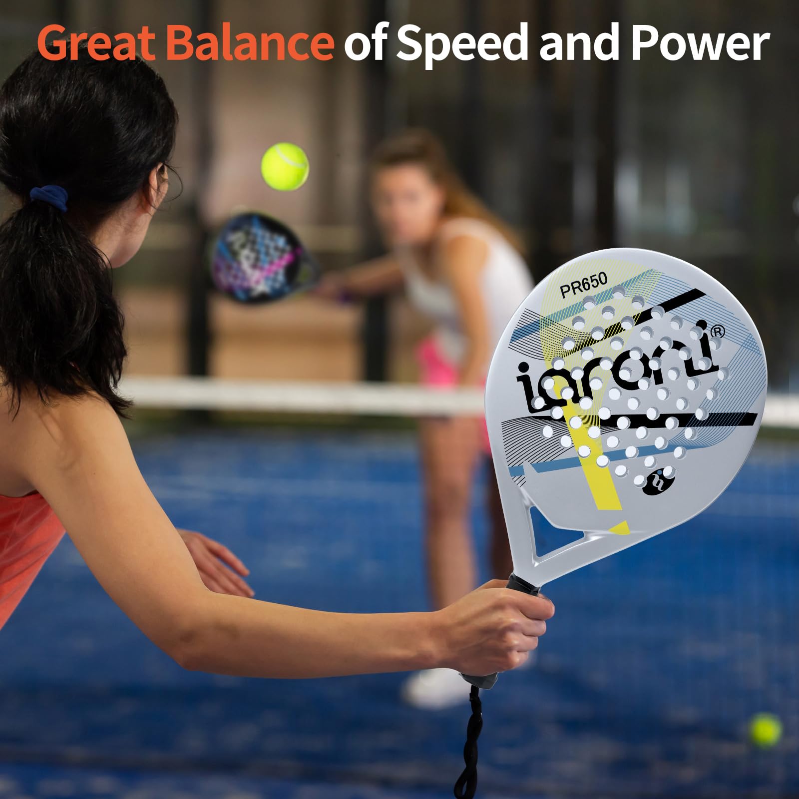 Premium Carbon Fiber Padel Racket with EVA Memory Flex Foam Core - Lightweight Tennis Paddle for Competitive Play & Training | Perfect for Padel Courts & Backyard Games
