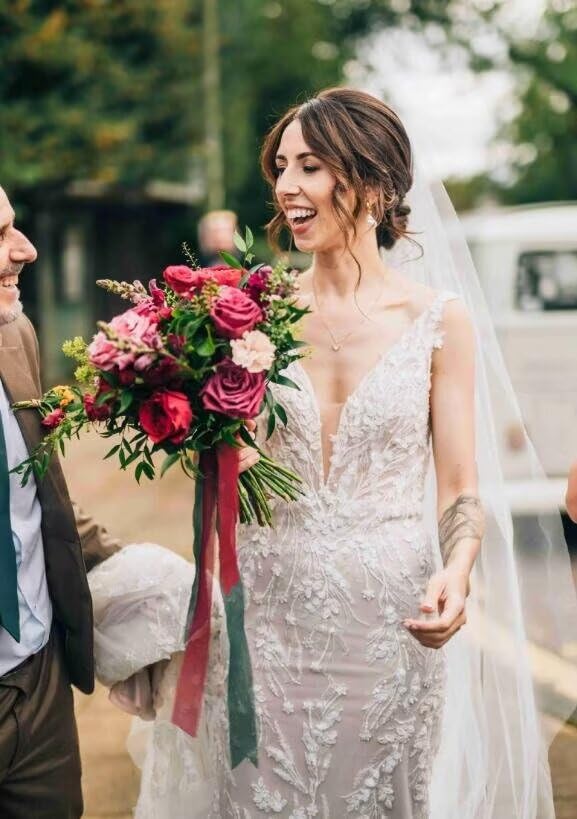 BITALY 2024 Mermaid Wedding Dress for Bride - Elegant Lace Appliques Long Boho Bridal Gown for Women (BI030) | Perfect for Beach, Garden & Destination Weddings
