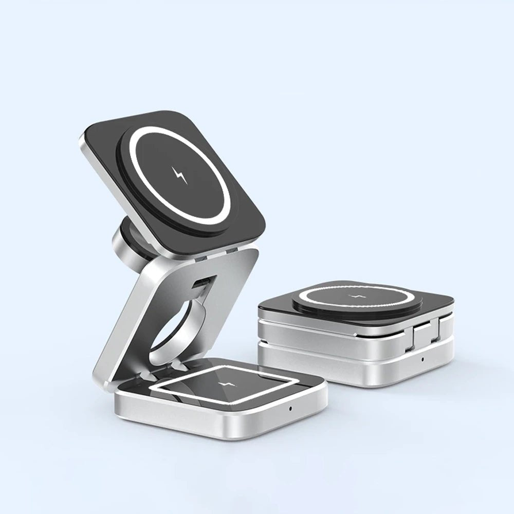 PowerFold Pro: 3-in-1 Foldable MagSafe Charging Stand for iPhone, Apple Watch & AirPods - Portable Wireless Charger for Home, Office & Travel