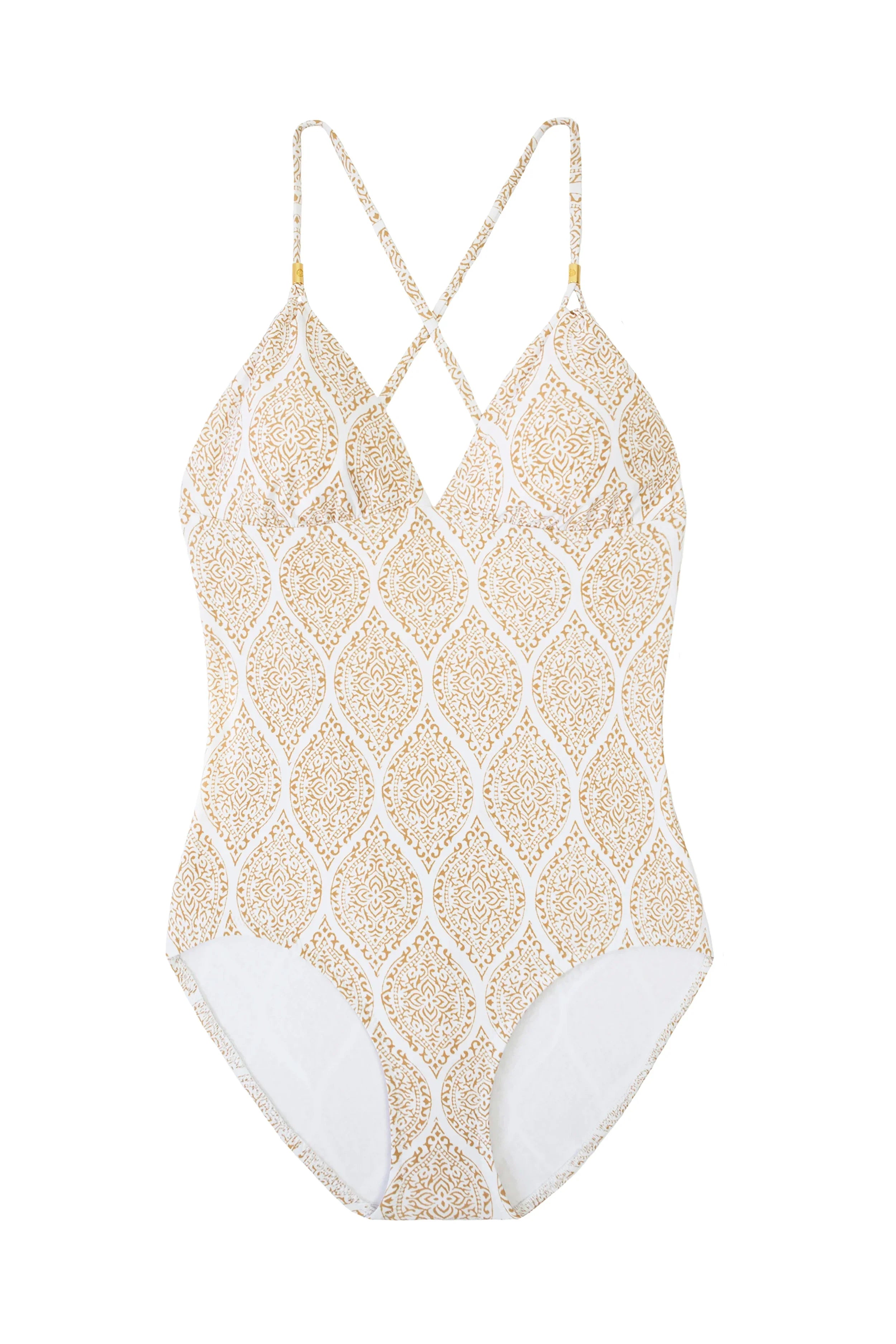 Tie Back One Piece Swimsuit | Elegant Sand Dunes Print | Perfect for Beach Vacations & Pool Parties