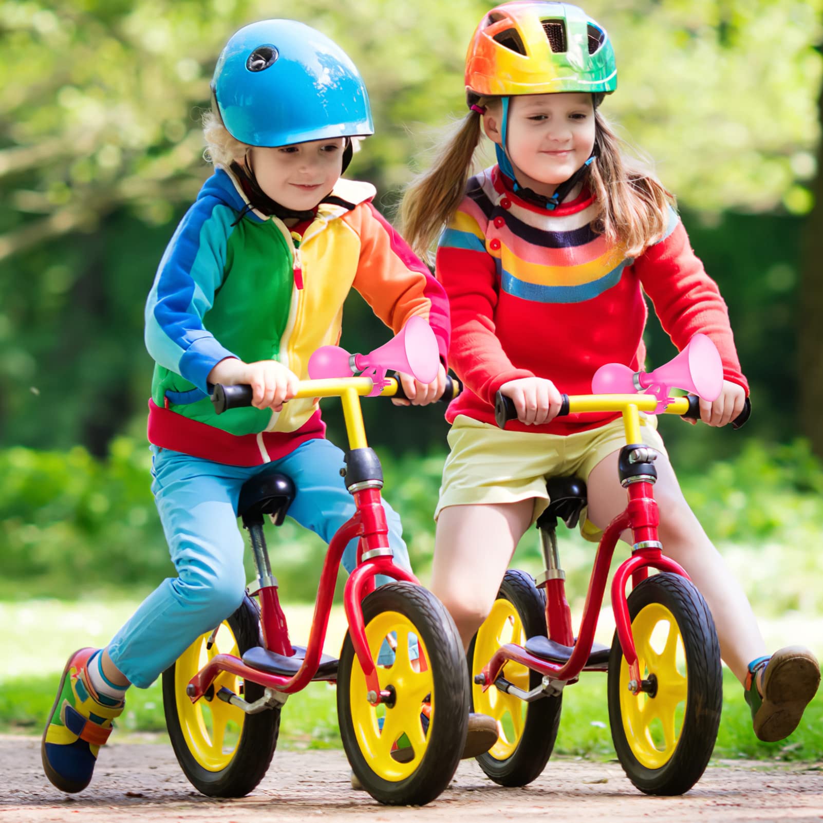 Pink Trumpet Bike Horn - Loud Air Squeeze Horn for Bicycle, Scooter, Skateboard & Stroller - Fun Safety Accessory for Kids & Adults - Perfect for Commuting, Cycling & Outdoor Activities