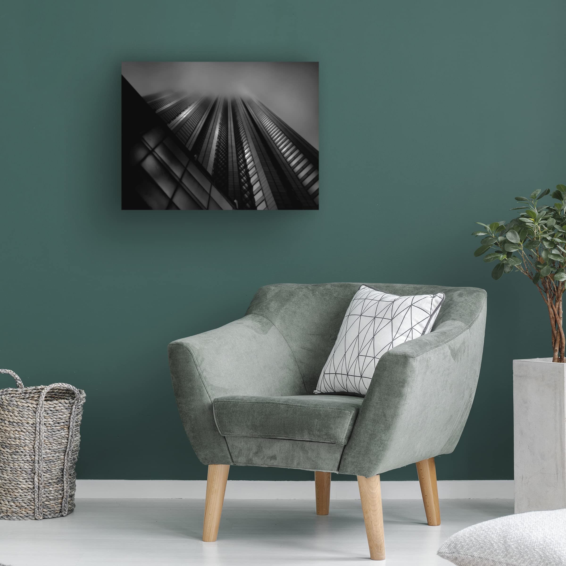 Brian Carson 'Downtown Fogfest No 10' Canvas Wall Art Print - Modern Abstract Cityscape Painting for Living Room, Office & Home Decor