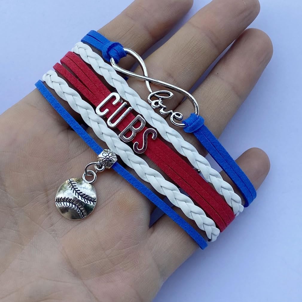 DOLON Infinity Love Cubs Baseball Bracelet - Handmade Adjustable Sports Team Bracelet for Women & Men - Perfect for Baseball Games, Fan Gifts, and Sports Enthusiasts