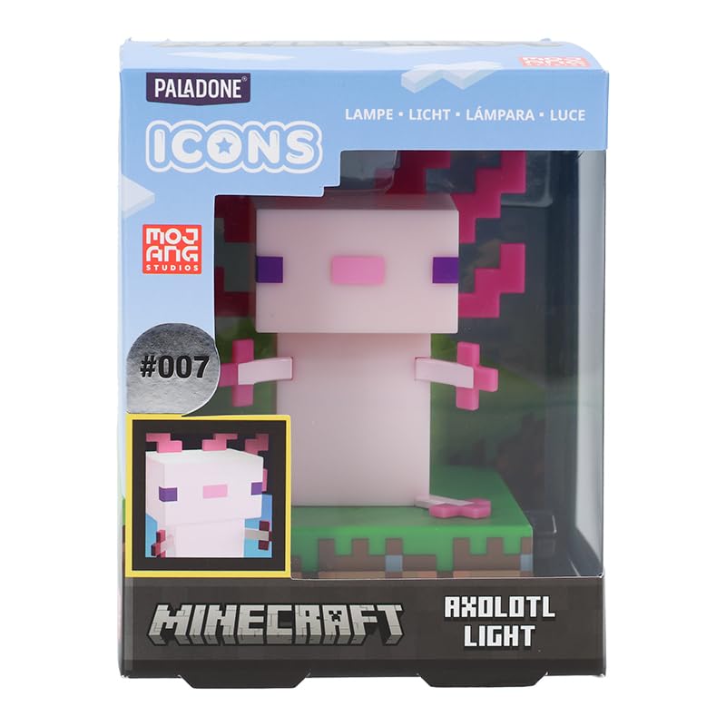 Official Minecraft Axolotl LED Desk Lamp - Gaming Room Decor & Night Light for Kids Bedroom, Playroom, Office | Licensed Merchandise Gift for Boys & Girls | Perfect for Gaming Setup, Study Desk & Sleep Aid