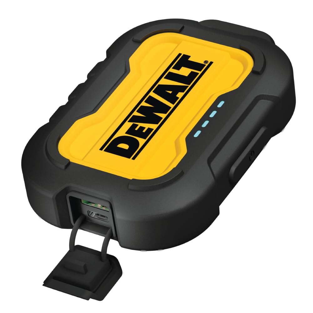 DEWALT 10,000mAh Portable Charger Power Bank with USB-C - Fast Charging for iPhone 16/16 Plus/16 Pro/16 Pro Max, iPhone 15 Series, iPhone 14/13, Samsung Galaxy - Perfect for Travel, Camping & Emergency Power Backup