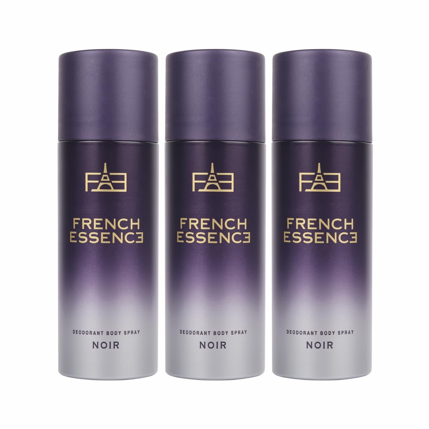 FRENCH ESSENCE Men's Deodorant Spray - Long Lasting Fragrance, Fresh Noir Scent - 150ml (Pack of 3) | Body Spray for Daily Use, Gym & Office