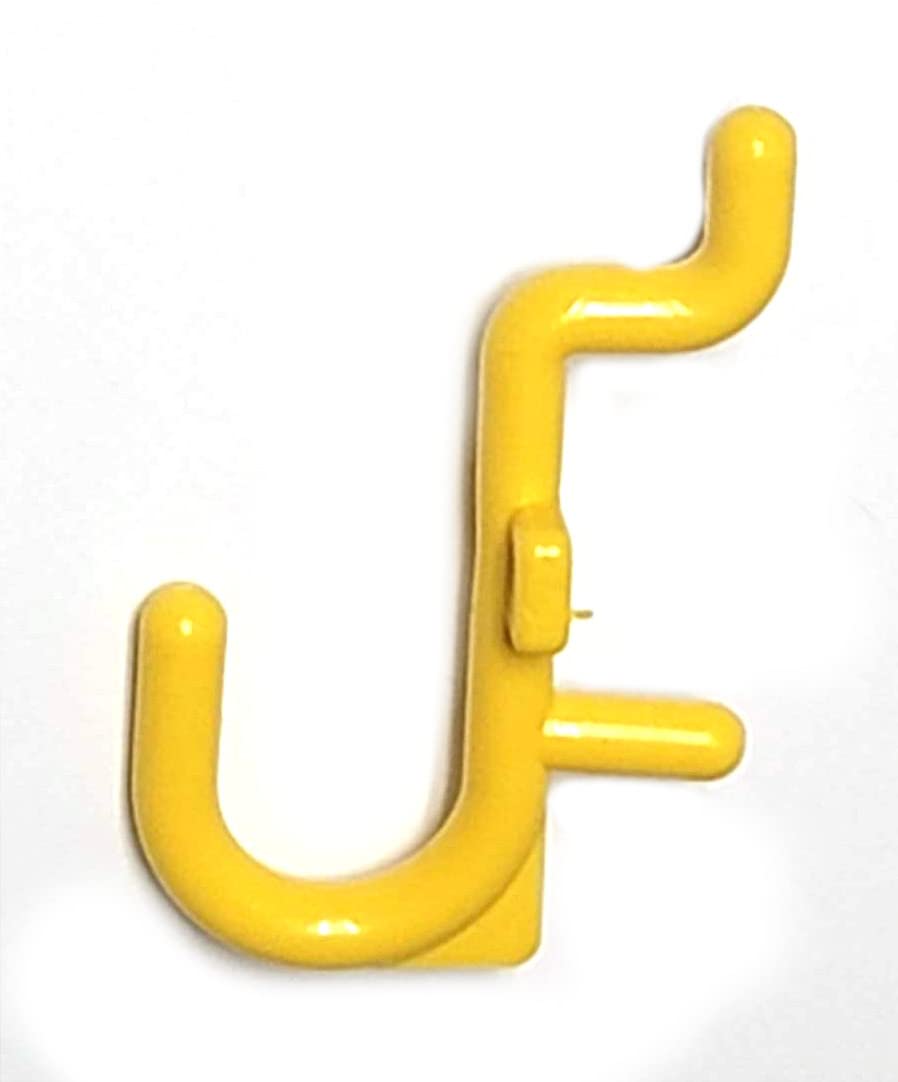 JSP Manufacturing 250-Pack Yellow Plastic J-Style Pegboard Hooks - Non-Locking Tool Organizer for Garage, Workshop & Craft Room Storage | Peg Board Accessories for Tools, Supplies & DIY Projects