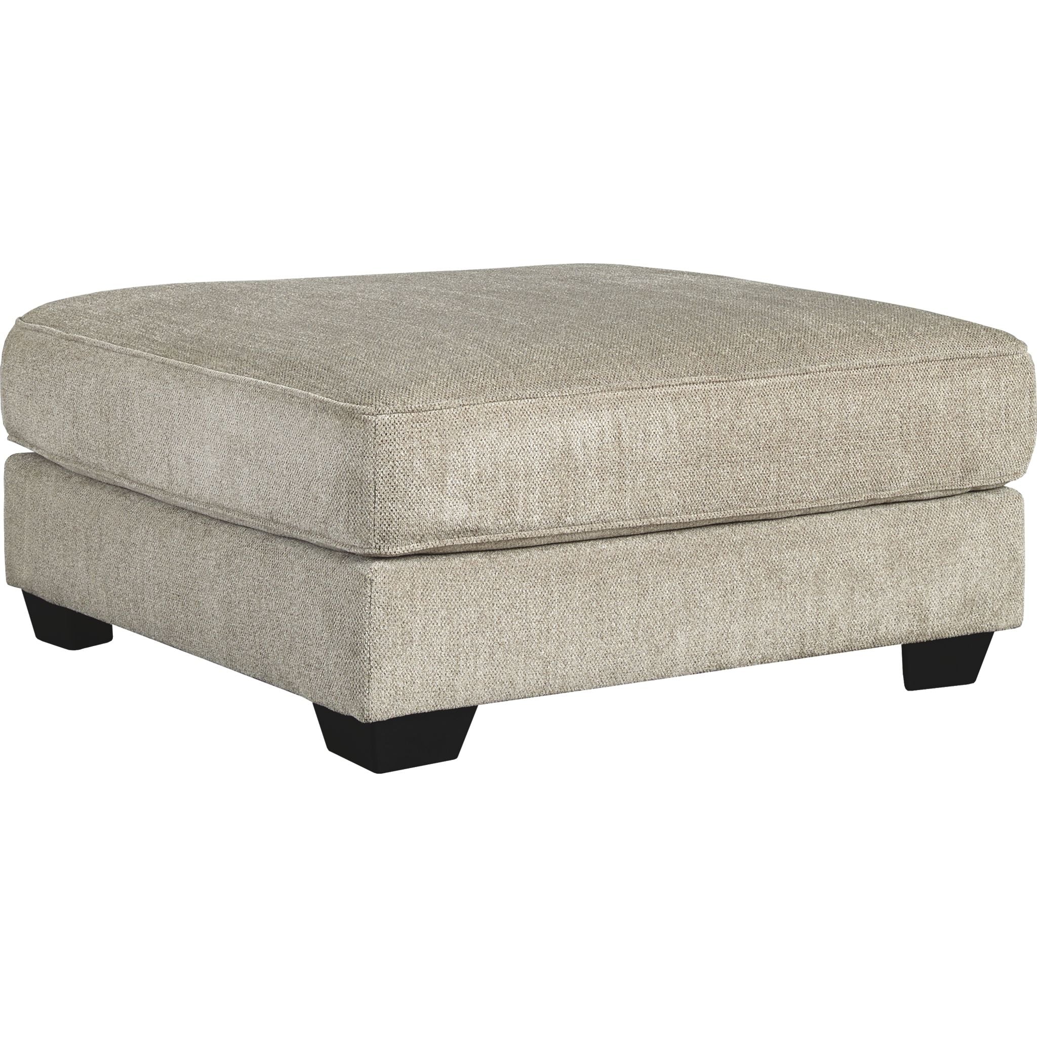 Ardsley Oversized Accent Ottoman in Pewter - Large Footrest Pouf for Living Room, Bedroom & Home Decor