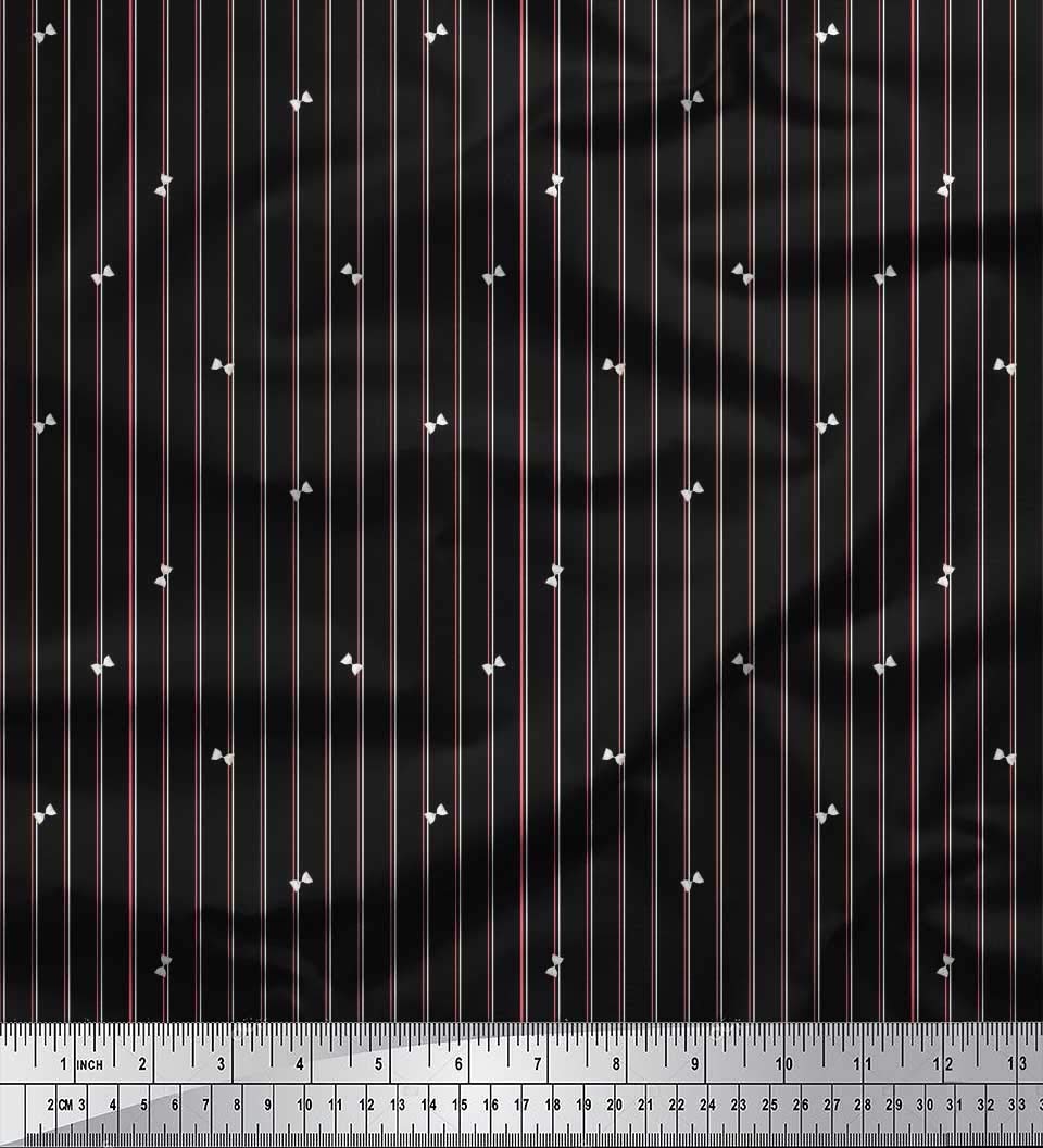 Soimoi Rayon Black Fabric by The Yard - 42 Inch Wide Sand Timer & Stripe Shirting Material - Printed Rayon Fabric for Dresses, Blouses & DIY Sewing Projects - Timeless Style Fashion Fabric