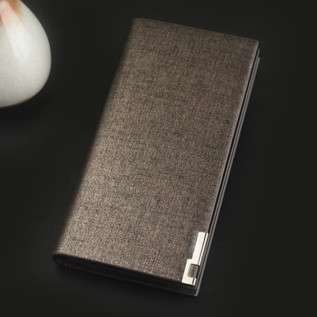 Premium Men's Leather Wallet - Slim RFID Blocking Business Wallet with Coin Pocket - Gold PU Leather Clutch Purse for Men (One Size) - Perfect for Office, Travel & Everyday Use