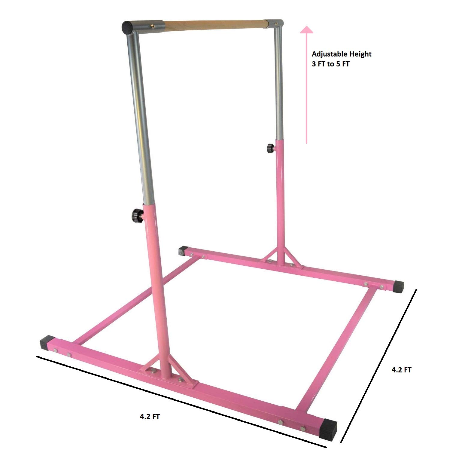 Professional Adjustable Gymnastics Kip Bar - 13-Level Height (3-5 FT) for Junior Training, Indoor & Outdoor Use - Perfect for Home Gyms, Backyard Practice & Gymnastics Clubs