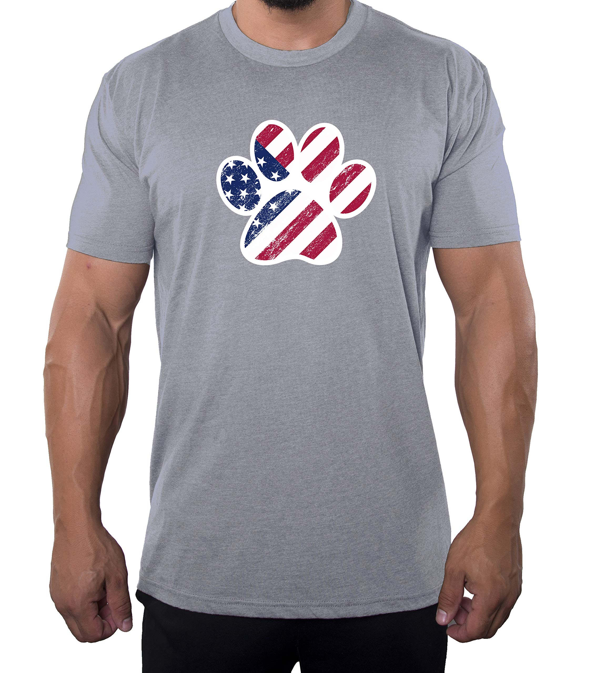American Flag Dog Paw Patriotic Graphic T-Shirt for Men - Comfortable 4th of July Independence Day Shirt - Perfect for BBQ Parties, Fireworks Shows & Summer Outings
