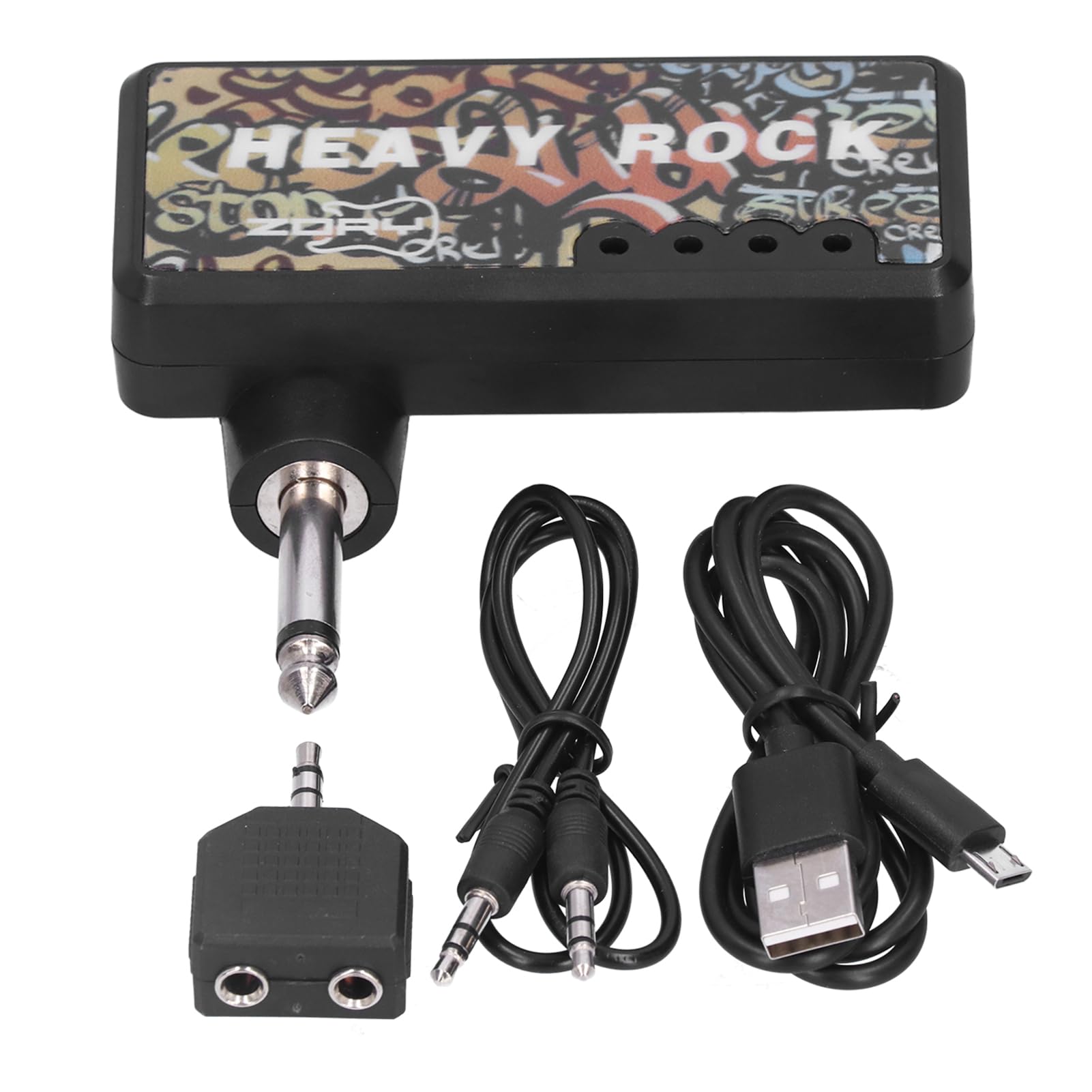 USB Rechargeable Mini Guitar Headphone Amp - Portable Bass Amplifier for Electric Guitar with Audio Cable Adapter | Perfect for Silent Practice, Home Studio & Travel Use