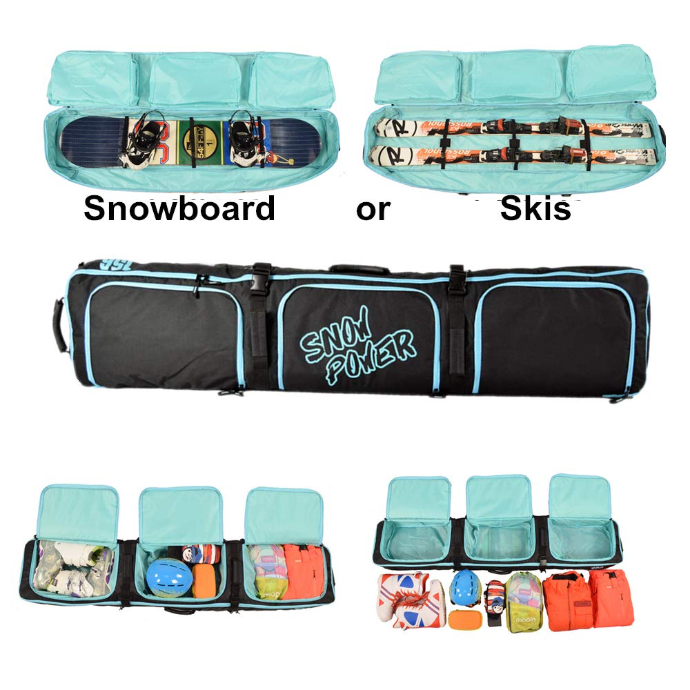 UNISTRENGH Waterproof Padded Snowboard Bag with Ski Boot & Helmet Storage - Durable Snow Sports Equipment Carrier for Travel & Mountain Adventures