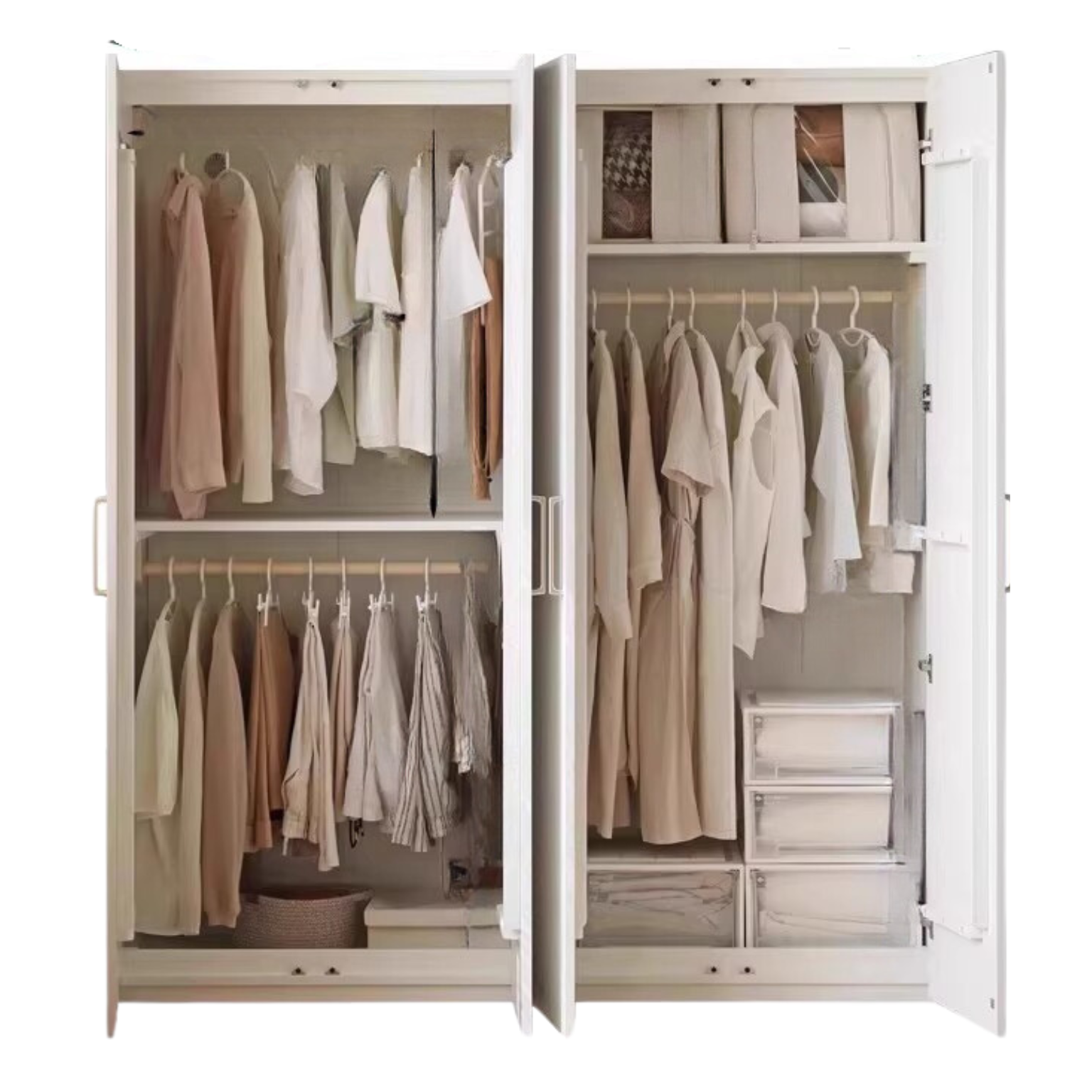 French Cream Pine Solid Wood Wardrobe - Elegant Bedroom Storage for Clothes & Accessories | Perfect for Master Bedroom, Guest Room & Walk-In Closets