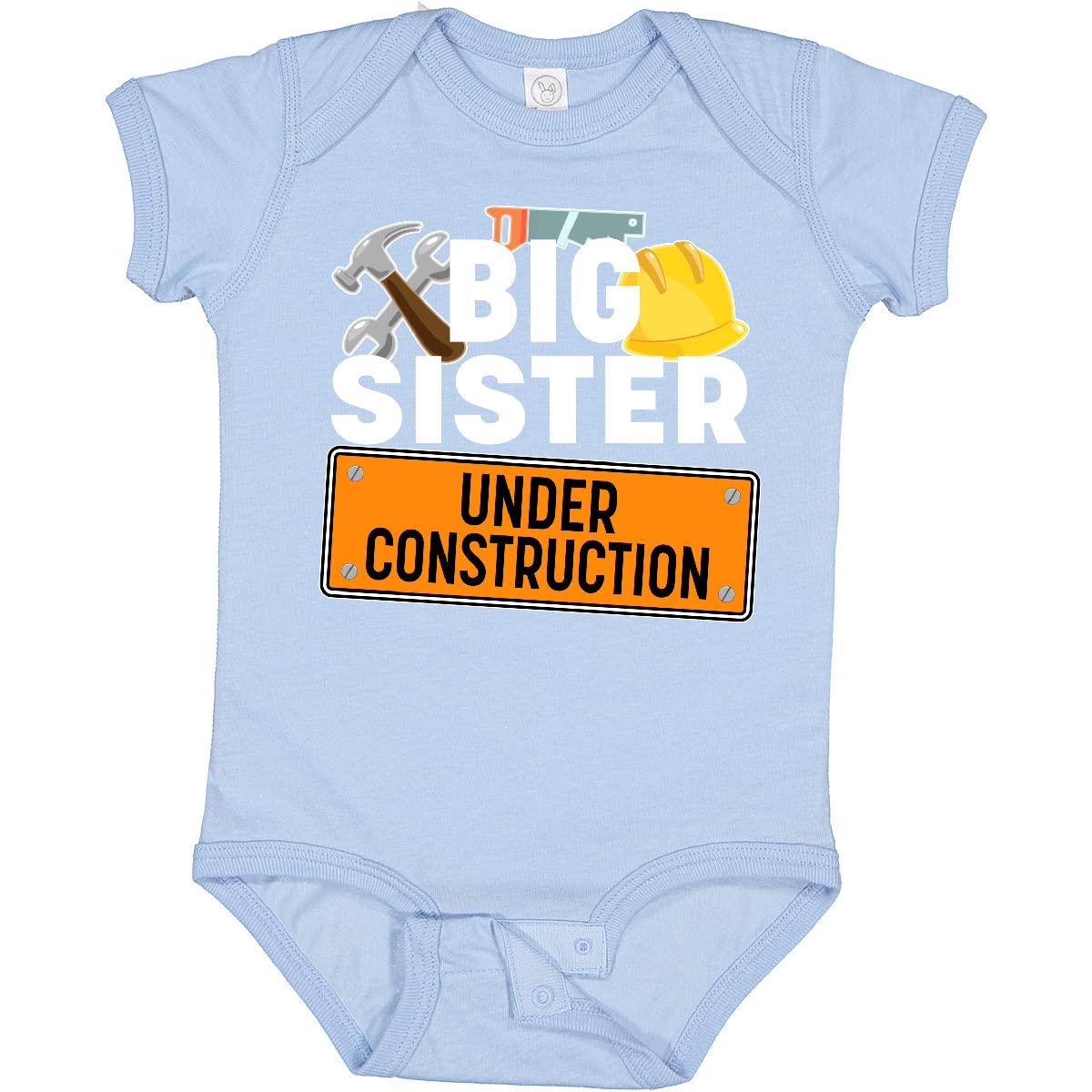 Inktastic Big Sister Under Construction Baby Bodysuit - Cute Newborn Onesie for Sibling Announcement & Family Photo Shoots
