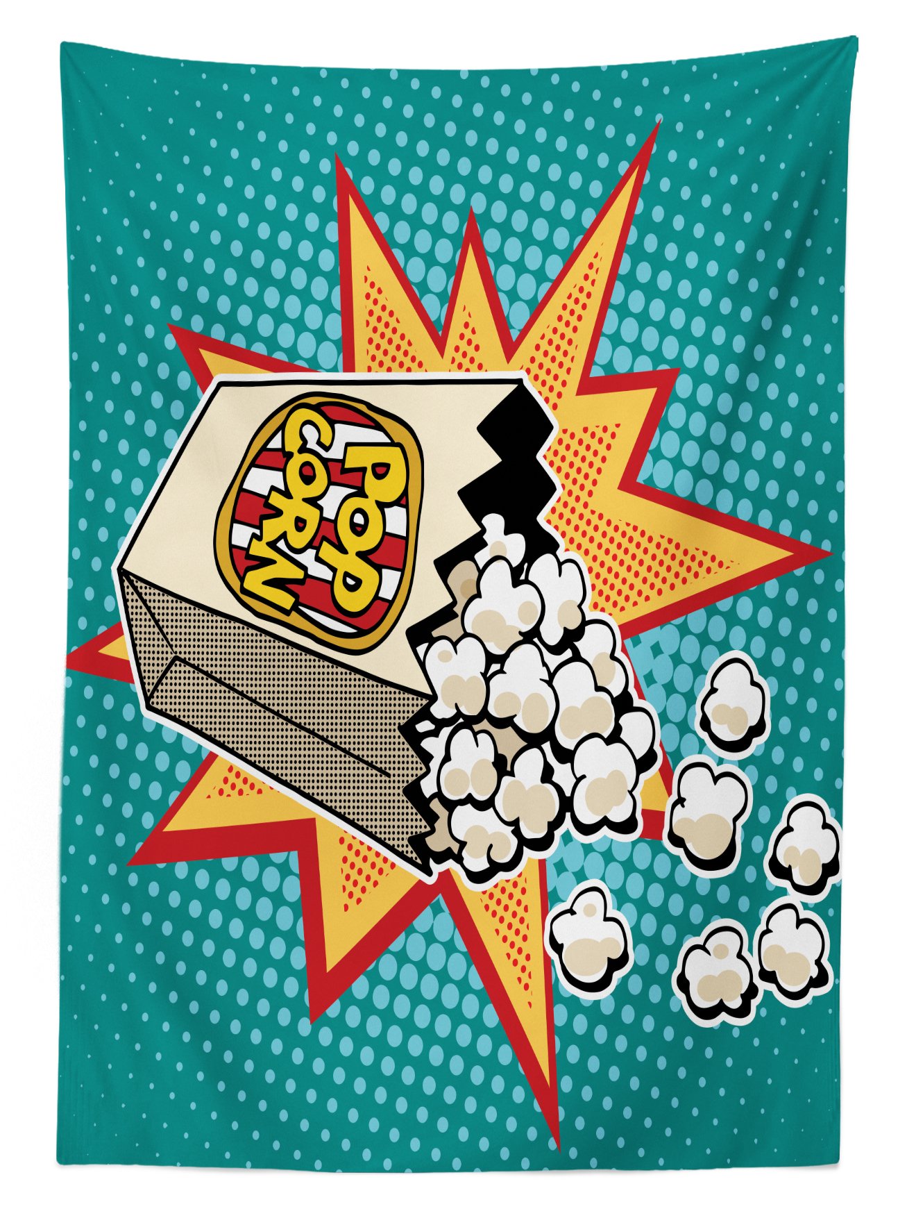 Ambesonne Retro Popcorn Movie Theater Tablecloth - Washable Outdoor Picnic Table Cover 58